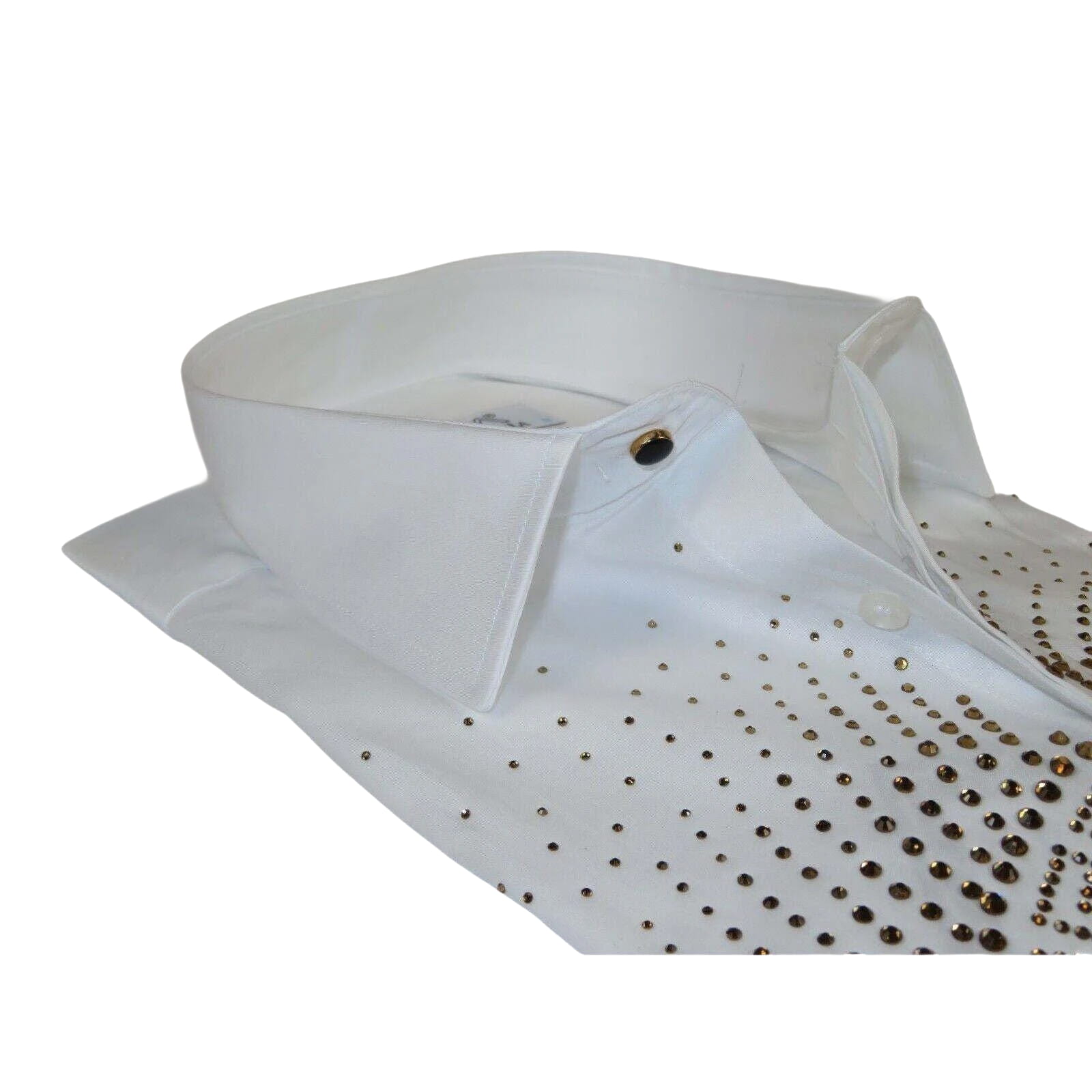 Mens CEREMONIA Shirt 100% Cotton Medusa Medallion Rhine Stones #STN 13 VRS white - J.Valintin Men's Wear Legend - 97085