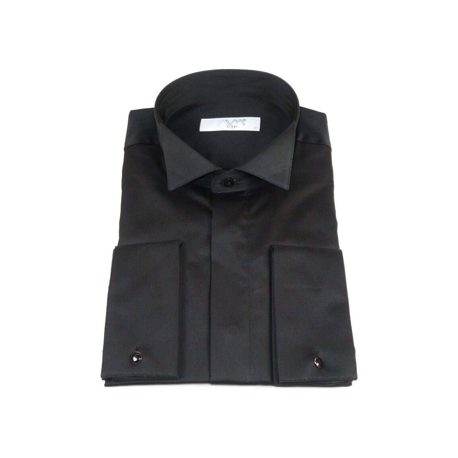 Mens CEREMONIA Tuxedo Formal Shirt 100% Cotton Turkey Slim Fit #stn 15 aty black - J.Valintin Men's Wear Legend - 96974