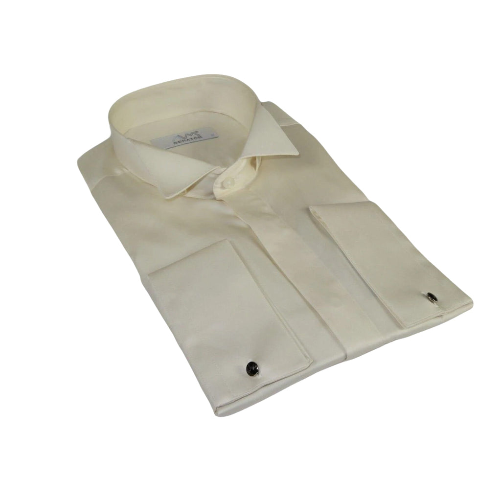 Mens CEREMONIA Tuxedo Formal Shirt 100% Cotton Turkey Slim Fit #stn 17 aty ivory - J.Valintin Men's Wear Legend - 96979