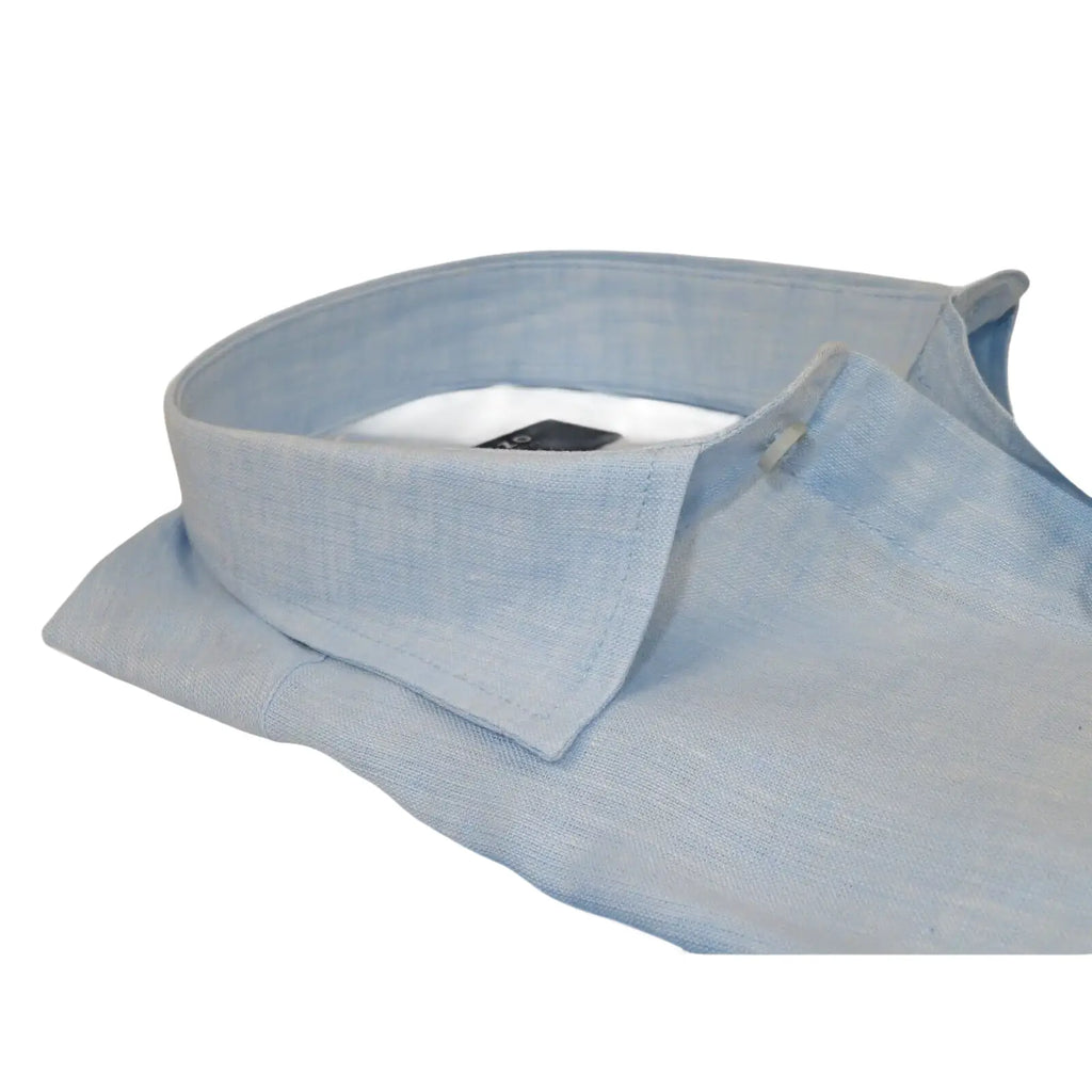 Men's Ciazzo Turkey 100% Linen Breathable Shirt Short Sleeves #Linen 19 Lt BLue - J.Valintin Men's Wear Legend - 101083