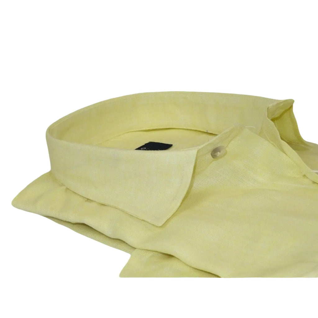 Men's Ciazzo Turkey 100% Linen Breathable Shirt Short Sleeves #Linen 22 Yellow - J.Valintin Men's Wear Legend - 101059