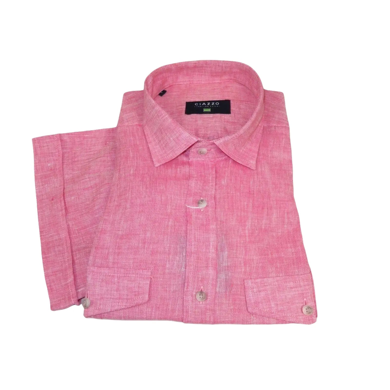 Men's Ciazzo Turkey 100% Linen Breathable Shirt Short Sleeves #Linen 29 Pink - J.Valintin Men's Wear Legend - 101079