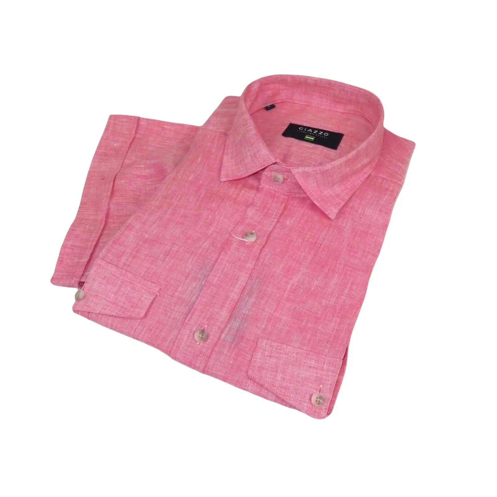 Men's Ciazzo Turkey 100% Linen Breathable Shirt Short Sleeves #Linen 29 Pink - J.Valintin Men's Wear Legend - 101079