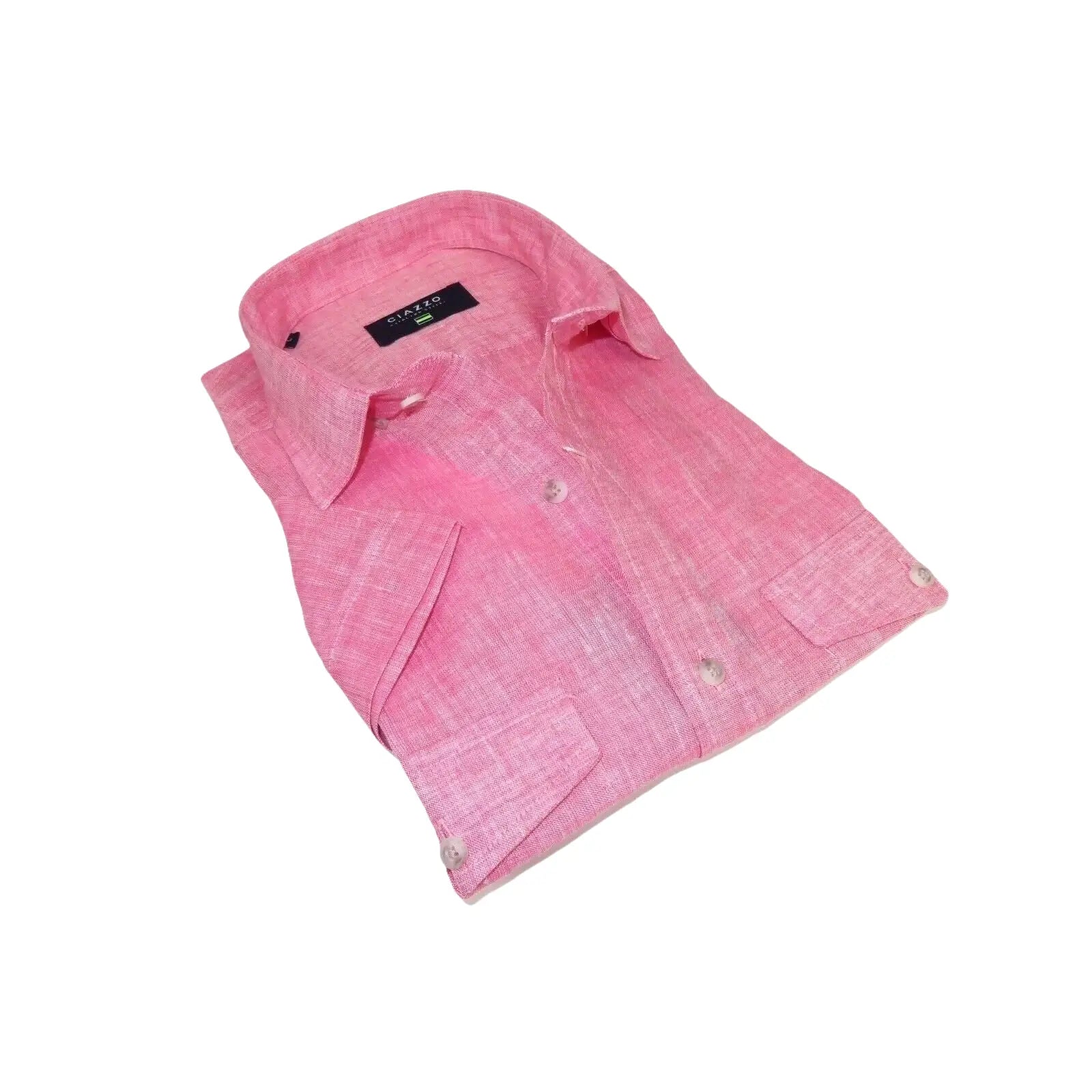 Men's Ciazzo Turkey 100% Linen Breathable Shirt Short Sleeves #Linen 29 Pink - J.Valintin Men's Wear Legend - 101079