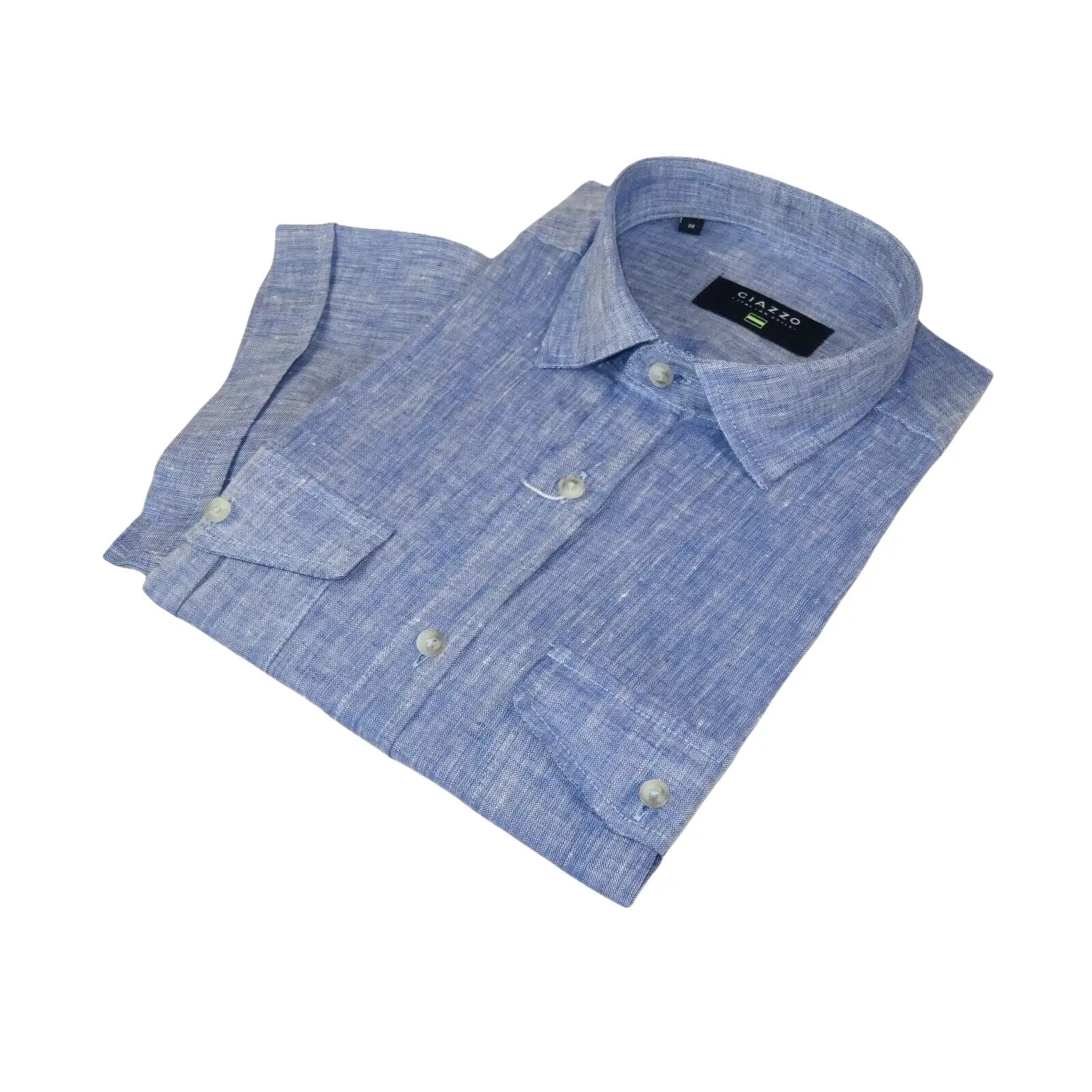 Mens Ciazzo Turkey 100% Linen Breathable Shirt Short Sleeves #Linen 33 Dark Blue - J.Valintin Men's Wear Legend - 101055