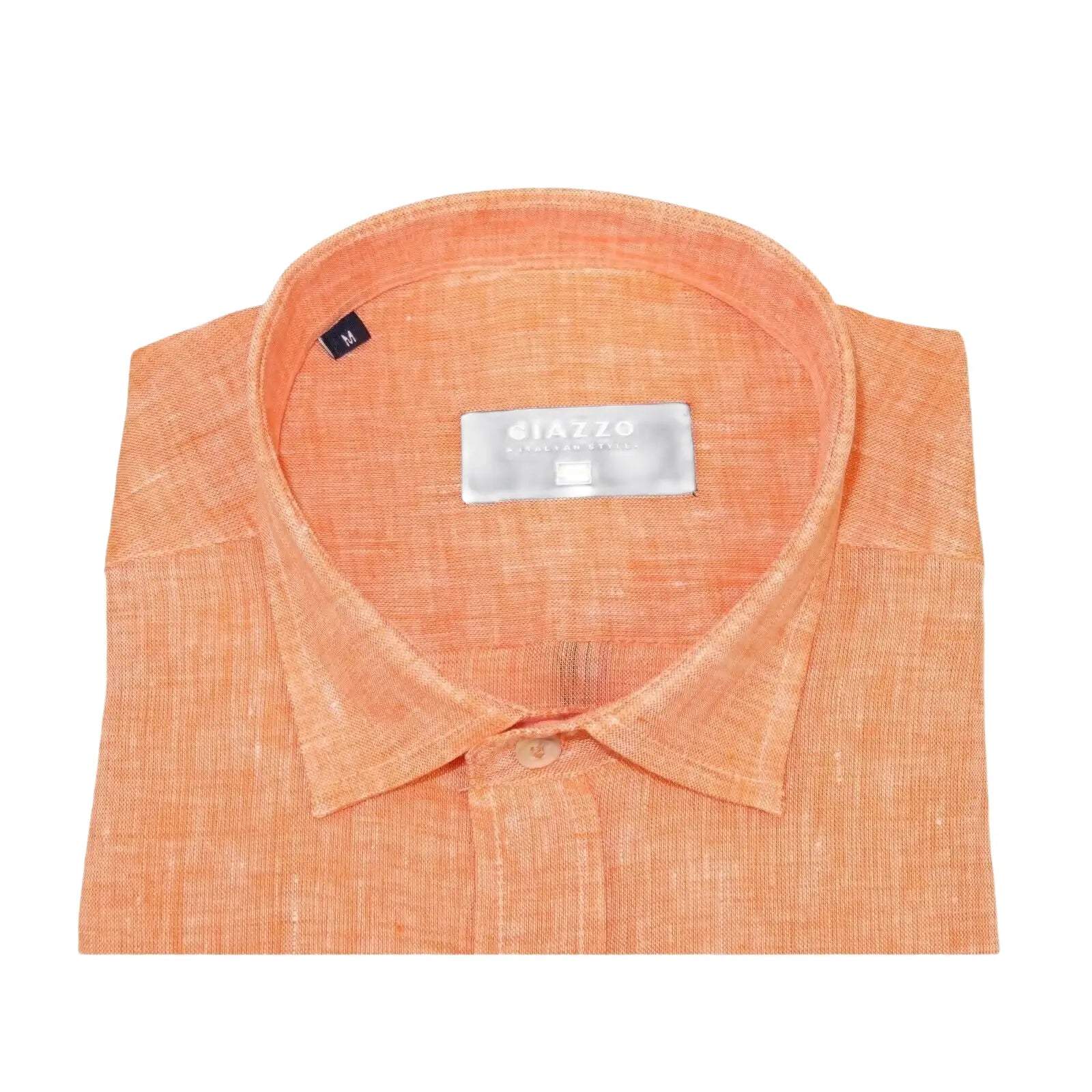 Men's Ciazzo Turkey 100% Linen Breathable Shirt Short Sleeves #Linen 66 Orange - J.Valintin Men's Wear Legend - 101063