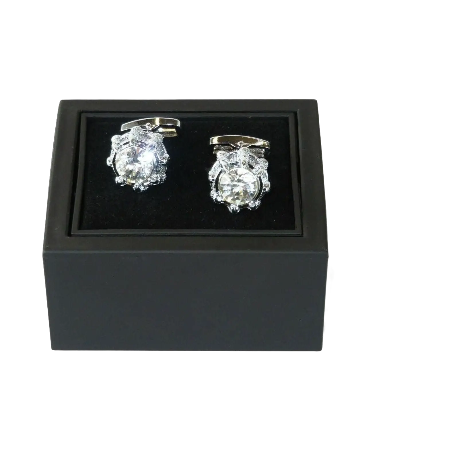 Mens Cufflinks by Vitorofolo for French Cuff Shirt V49 - 1 silver Plated,Crystal - J.Valintin Men's Wear Legend - 25066