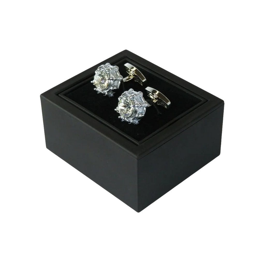 Mens Cufflinks by Vitorofolo for French Cuff Shirt V49 - 1 silver Plated,Crystal - J.Valintin Men's Wear Legend - 25066