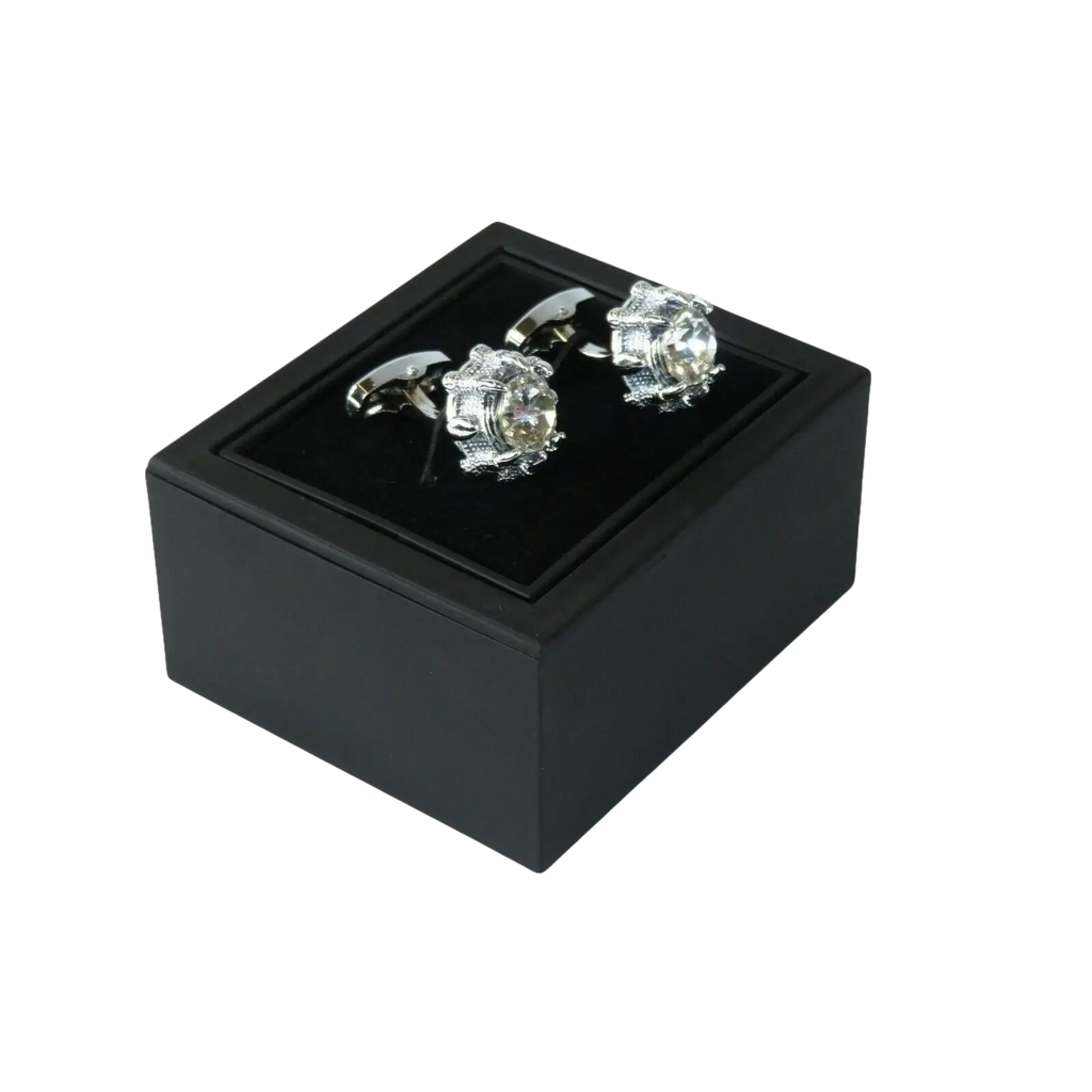 Mens Cufflinks by Vitorofolo for French Cuff Shirt V49 - 1 silver Plated,Crystal - J.Valintin Men's Wear Legend - 25066