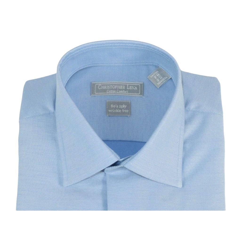 Men's Dress Shirt Christopher Lena 100% Cotton Wrinkle Free C507Wd0f blue - J.Valintin Men's Wear Legend - 92344