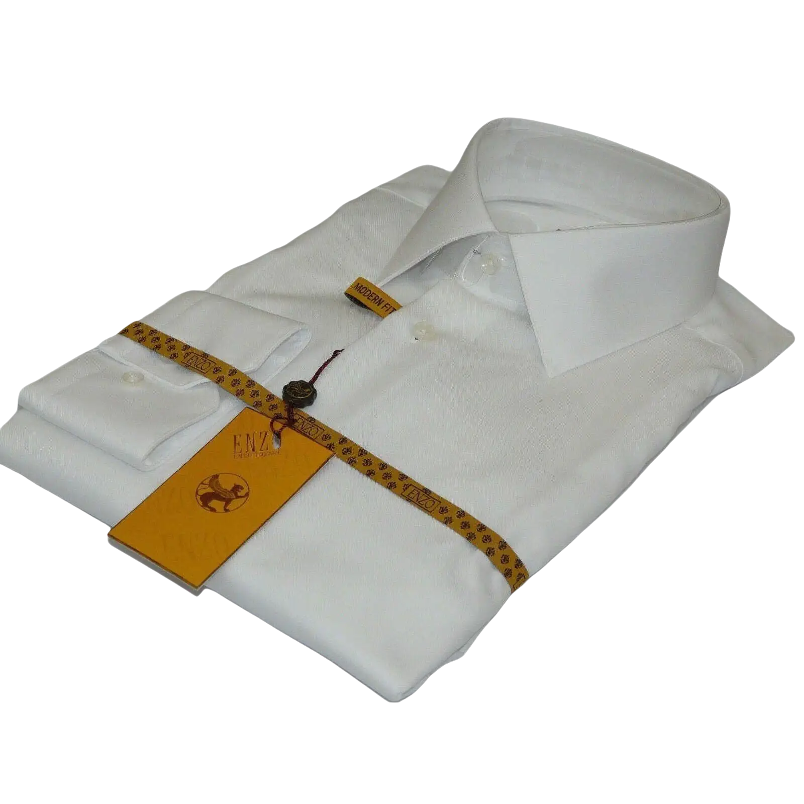 Mens ENZO Egyptian Soft Cotton Dress Shirt Barrel Cuff Wrinkle Free 61101 White - J.Valintin Men's Wear Legend - 13129