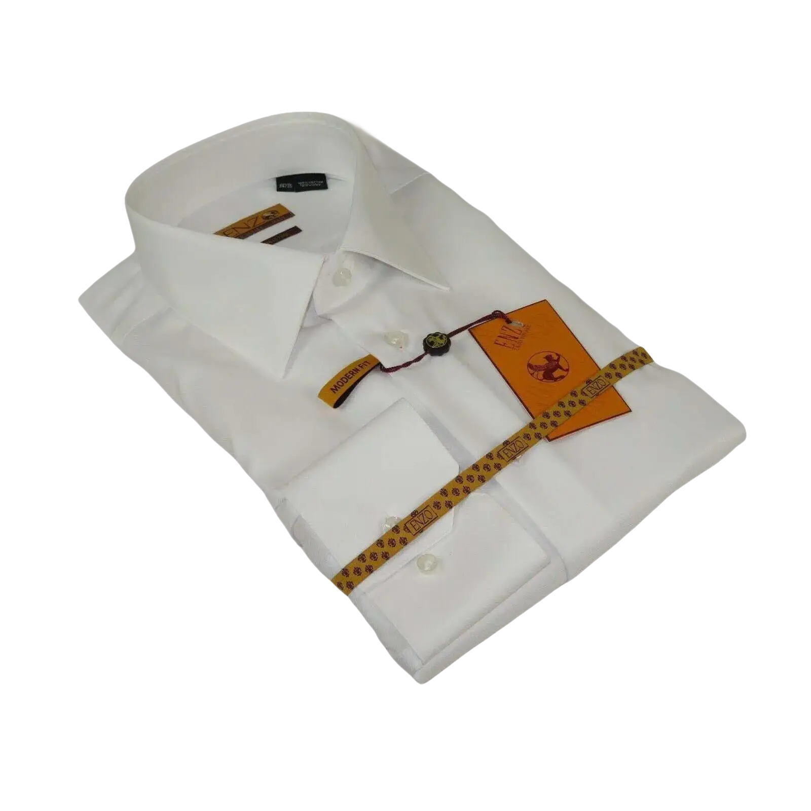 Mens ENZO Egyptian Soft Cotton Dress Shirt Barrel Cuff Wrinkle Free 61101 White - J.Valintin Men's Wear Legend - 13129