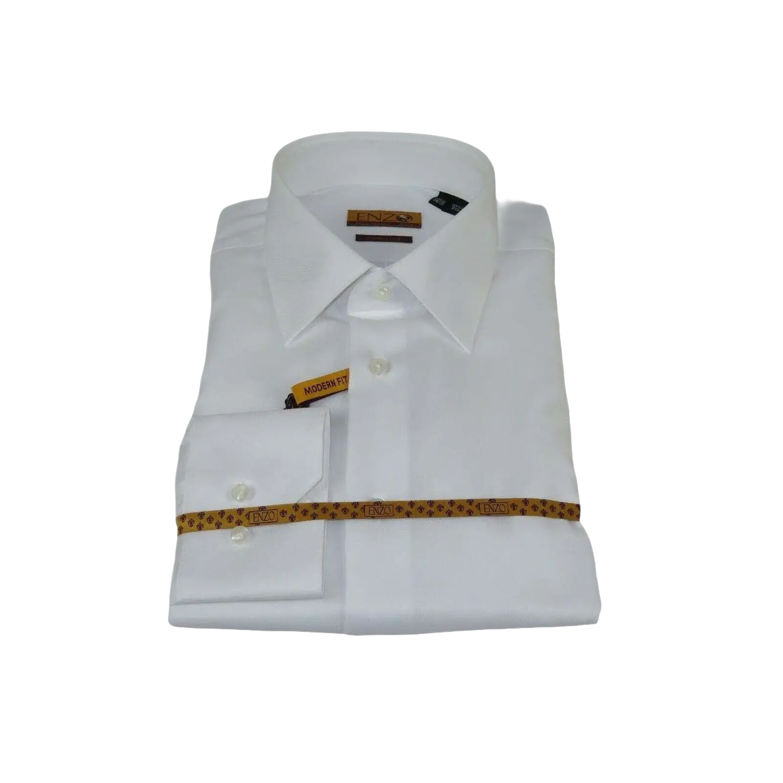 Mens ENZO Egyptian Soft Cotton Dress Shirt Barrel Cuff Wrinkle Free 61101 White - J.Valintin Men's Wear Legend - 13129