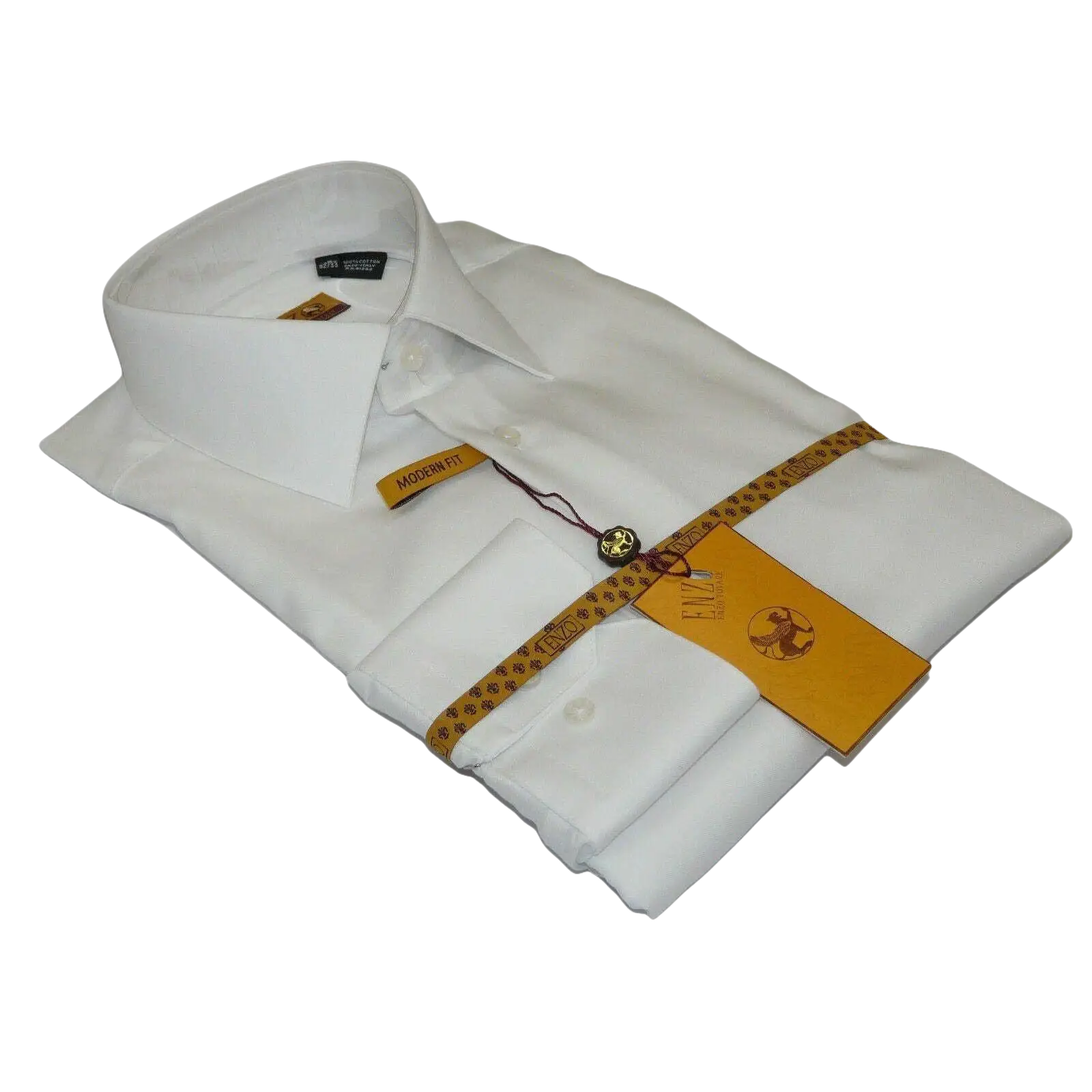 Mens ENZO Egyptian Soft Cotton Dress Shirt Barrel Cuff Wrinkle Free 61101 White - J.Valintin Men's Wear Legend - 13129