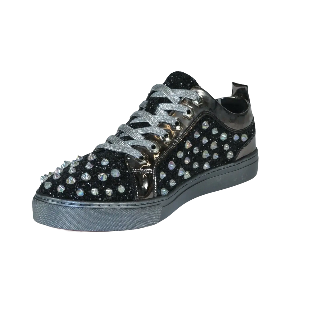 Mens Fancy Shoes By FIESSO AURELIO GARCIA, Spikes Rhine stones 2413 Black - J.Valintin Men's Wear Legend - 95059