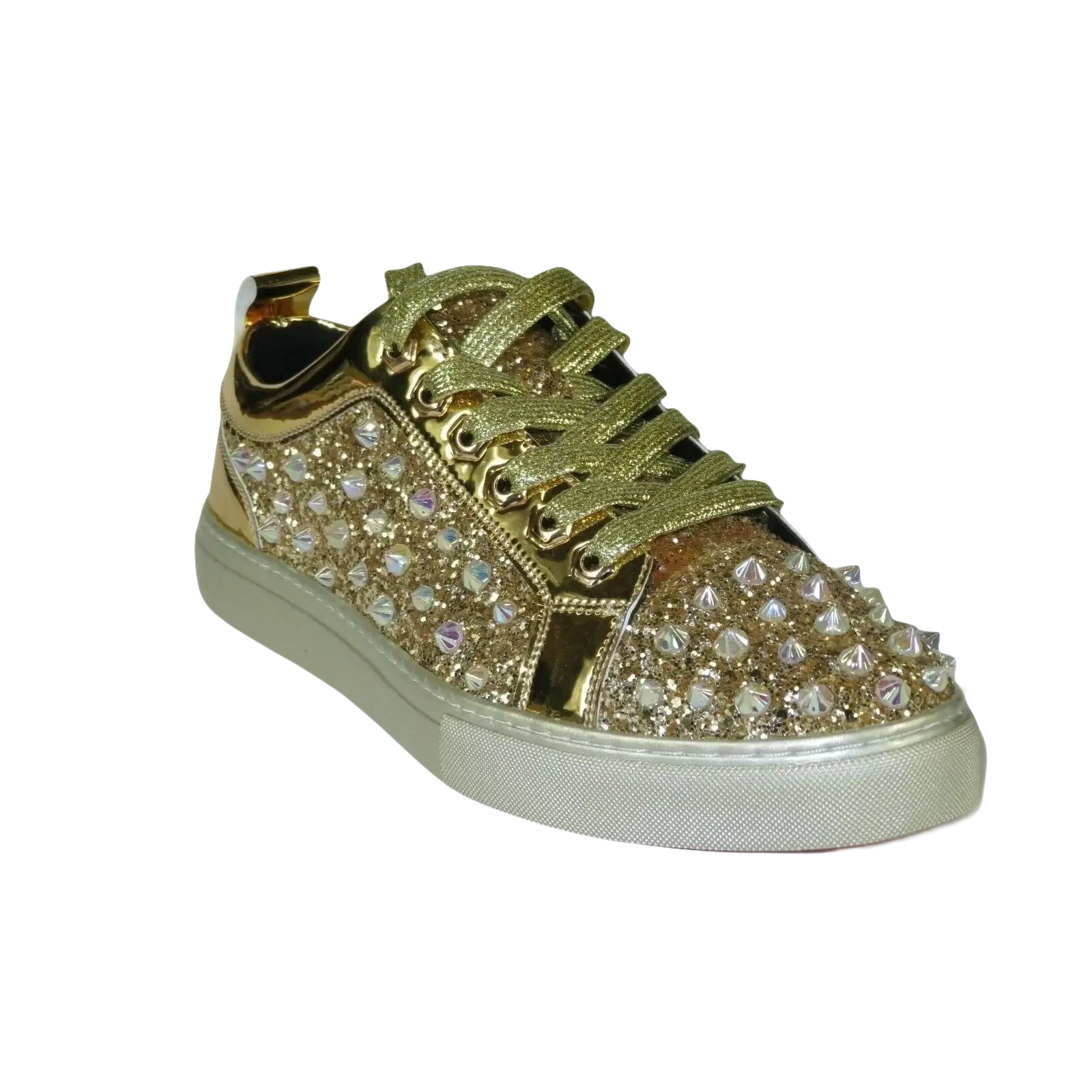 Mens Fancy Shoes By FIESSO AURELIO GARCIA, Spikes Rhine stones 2413 Gold - J.Valintin Men's Wear Legend - 95066