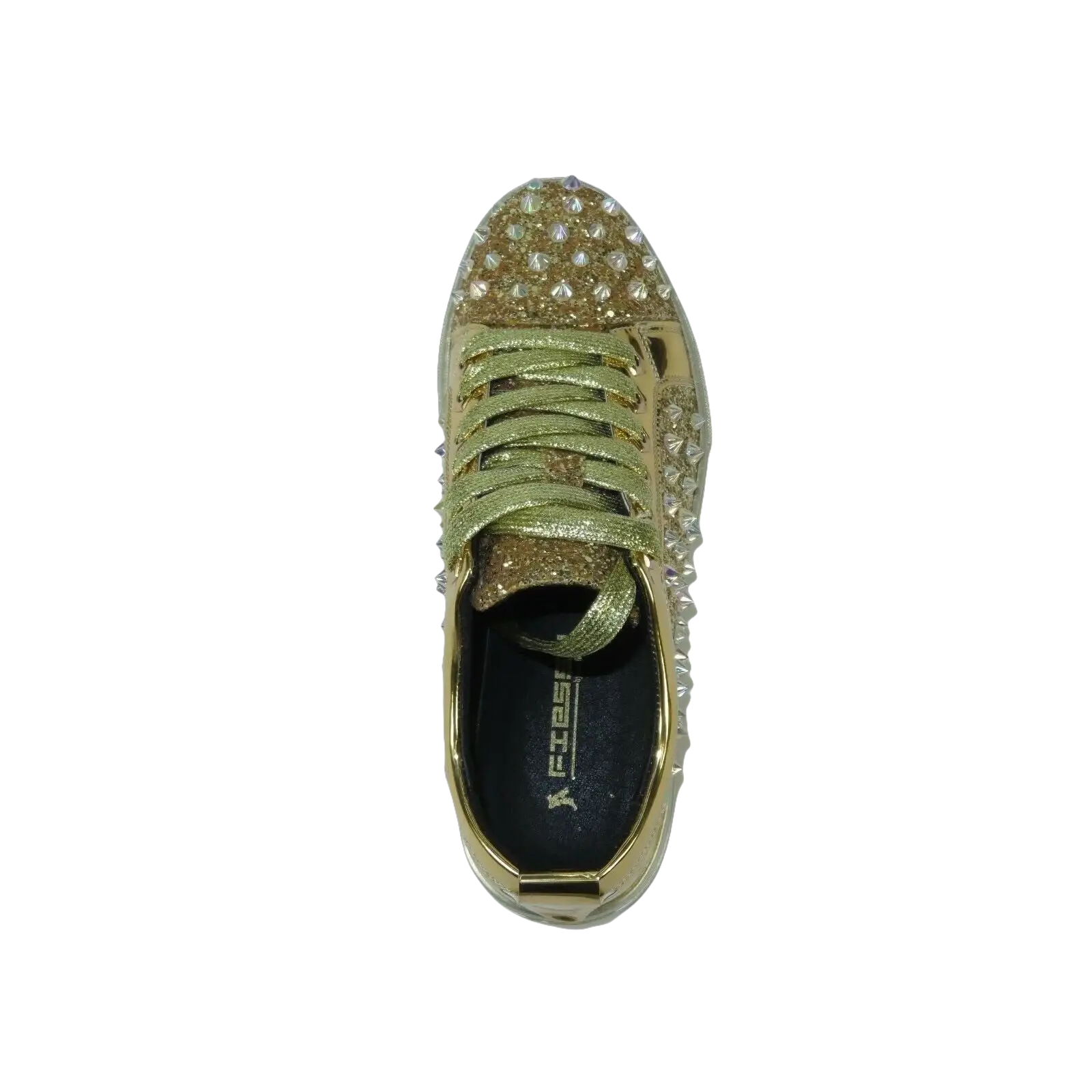 Mens Fancy Shoes By FIESSO AURELIO GARCIA, Spikes Rhine stones 2413 Gold - J.Valintin Men's Wear Legend - 95066