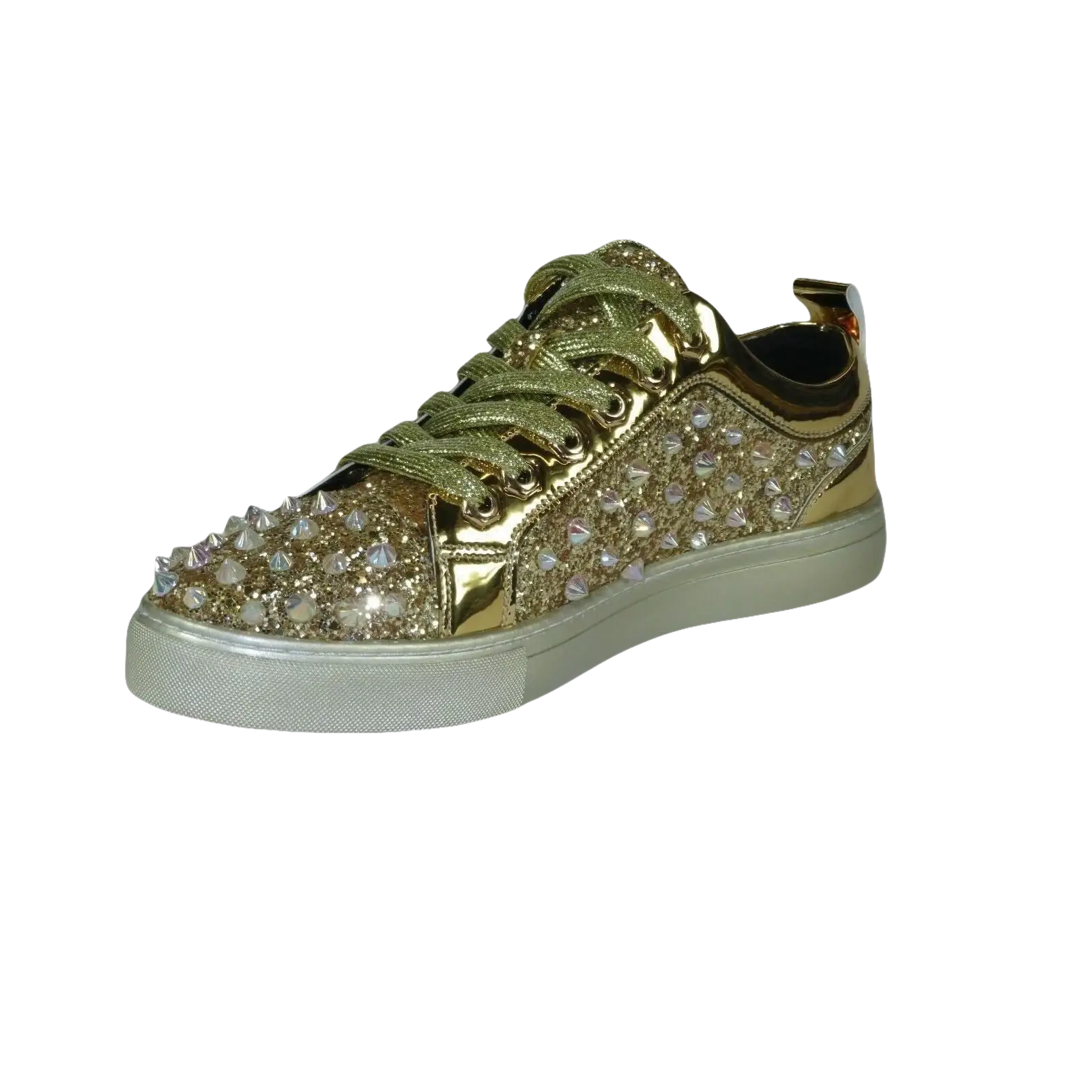 Mens Fancy Shoes By FIESSO AURELIO GARCIA, Spikes Rhine stones 2413 Gold - J.Valintin Men's Wear Legend - 95066