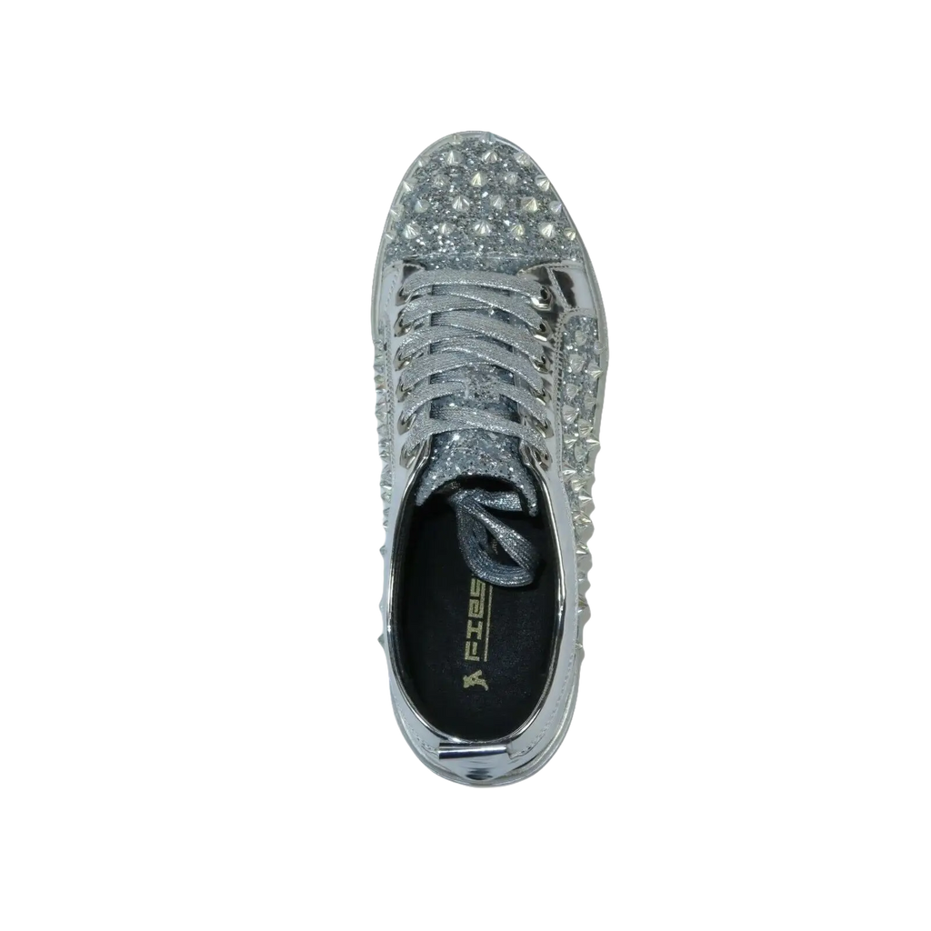 Mens Fancy Shoes By FIESSO AURELIO GARCIA, Spikes Rhine stones 2413 Silver - J.Valintin Men's Wear Legend - 95072