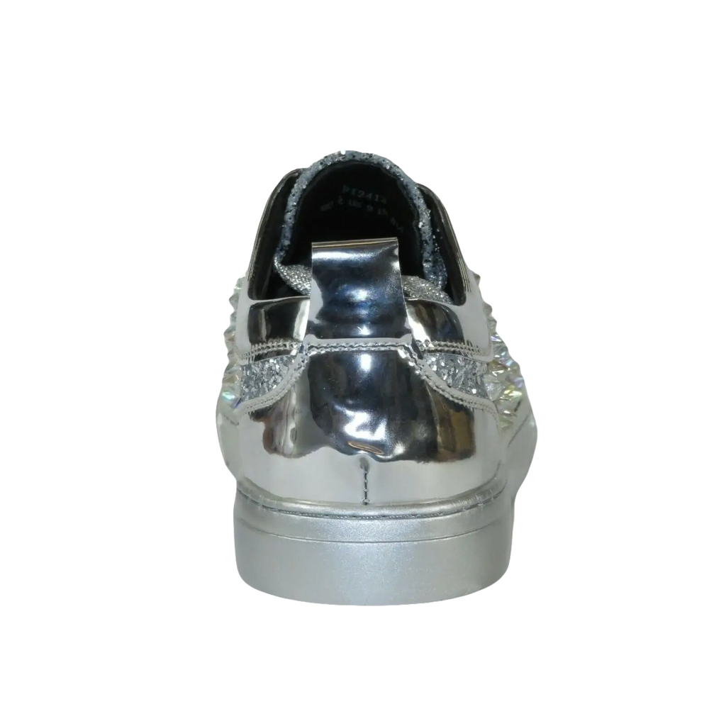 Mens Fancy Shoes By FIESSO AURELIO GARCIA, Spikes Rhine stones 2413 Silver - J.Valintin Men's Wear Legend - 95072