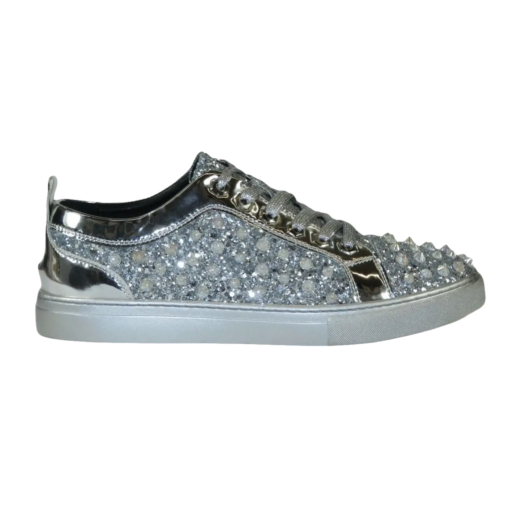 Mens Fancy Shoes By FIESSO AURELIO GARCIA, Spikes Rhine stones 2413 Silver - J.Valintin Men's Wear Legend - 95072