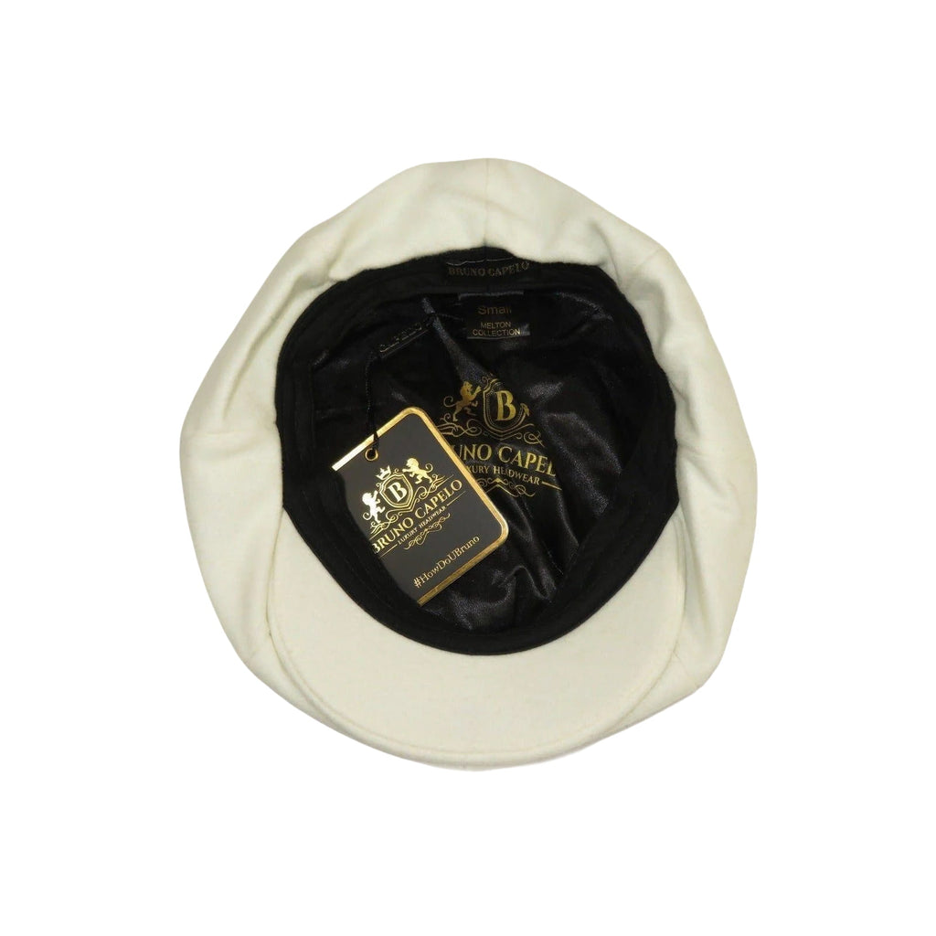 Mens Fashion Classic Flannel Wool Apple Cap Hat by Bruno Capelo ME910 Ivory - J.Valintin Men's Wear Legend - ME910 - Ivory - S