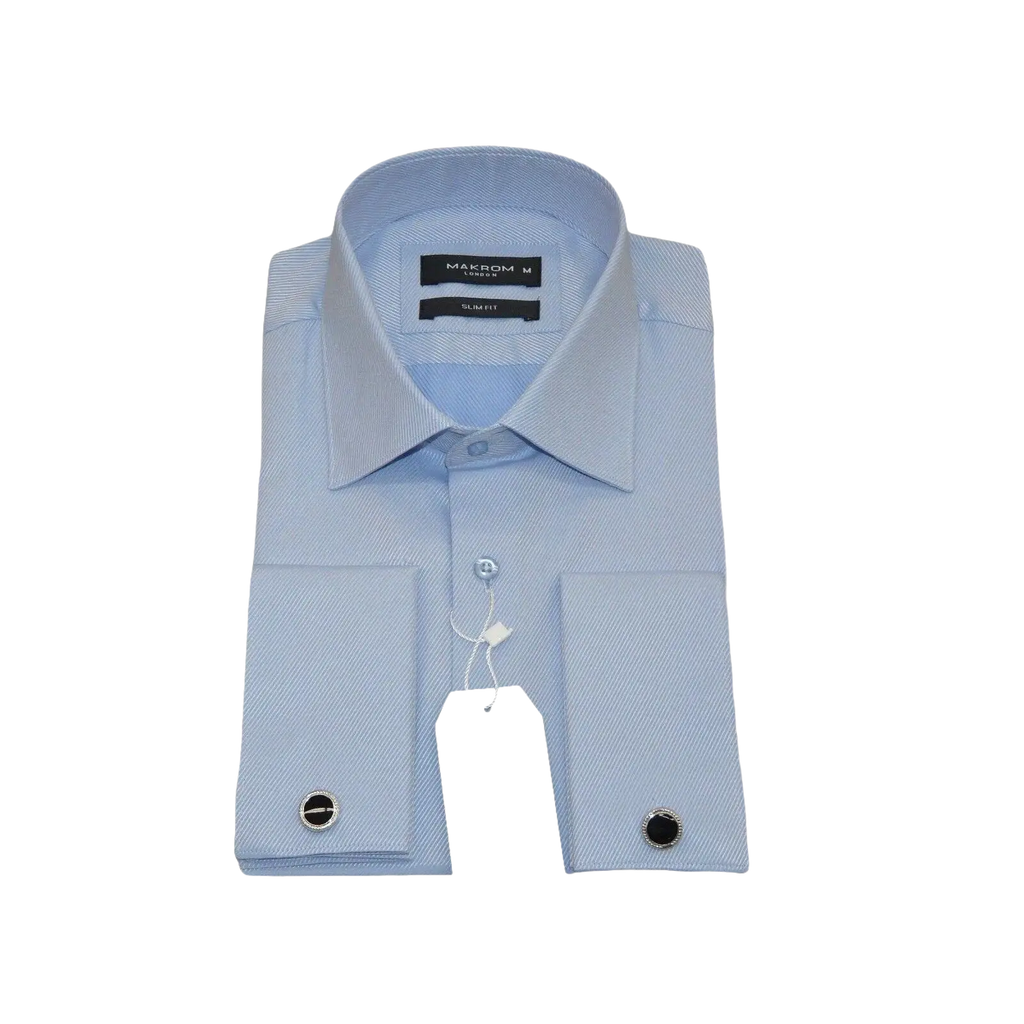 Men's Franco Gilberto Dress Shirt Cotton Blend French Cuffs Turkey 5482 - 418 Blue - J.Valintin Men's Wear Legend - 13962