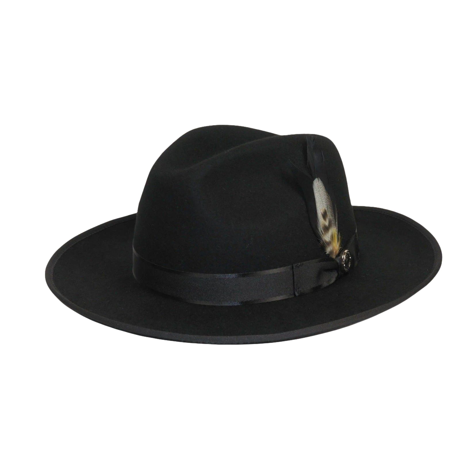 Mens Hat BRUNO CAPELO Australian Wool Wide Brim Fedora Melrose MR370 Black - J.Valintin Men's Wear Legend - MR370 - Black - S