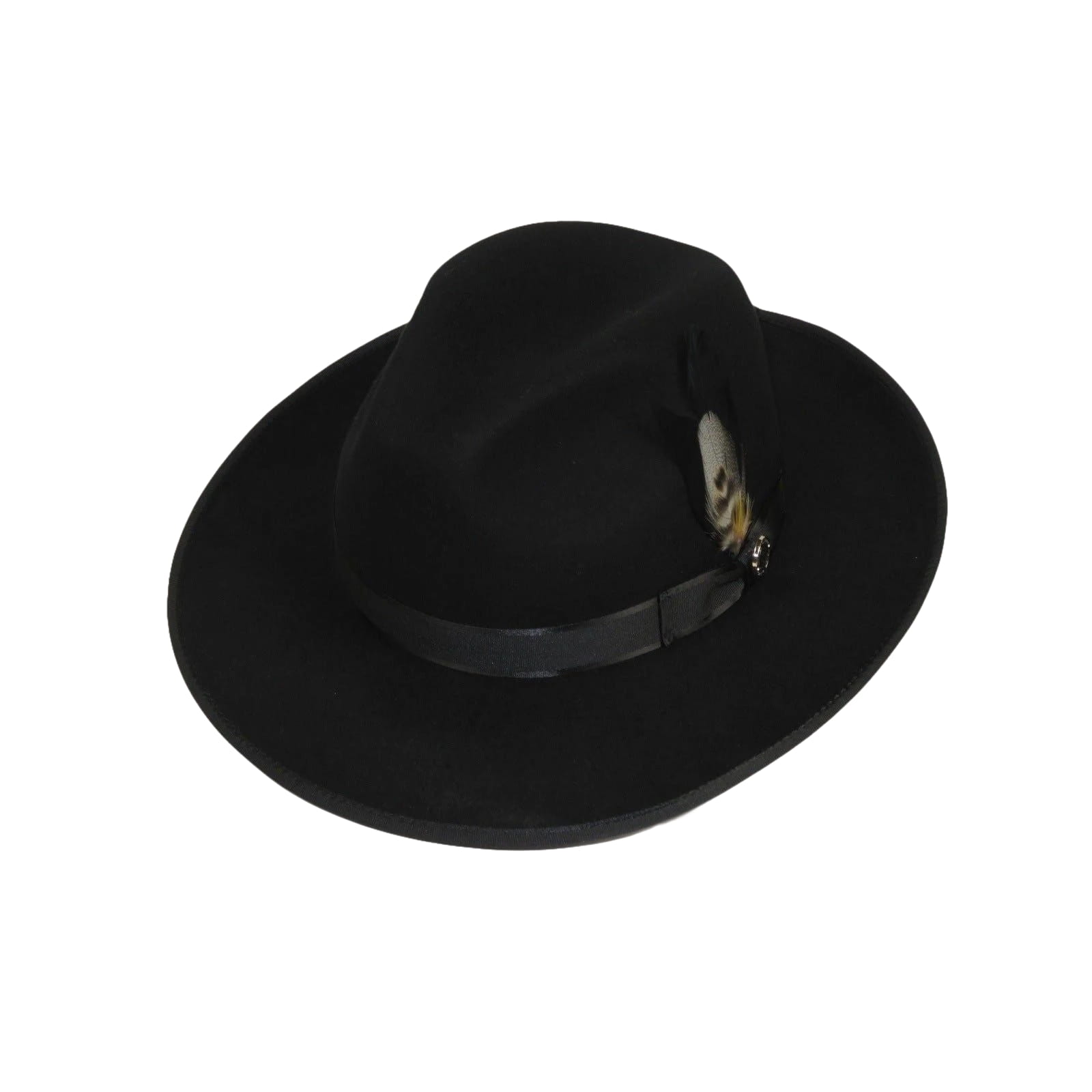 Mens Hat BRUNO CAPELO Australian Wool Wide Brim Fedora Melrose MR370 Black - J.Valintin Men's Wear Legend - MR370 - Black - S