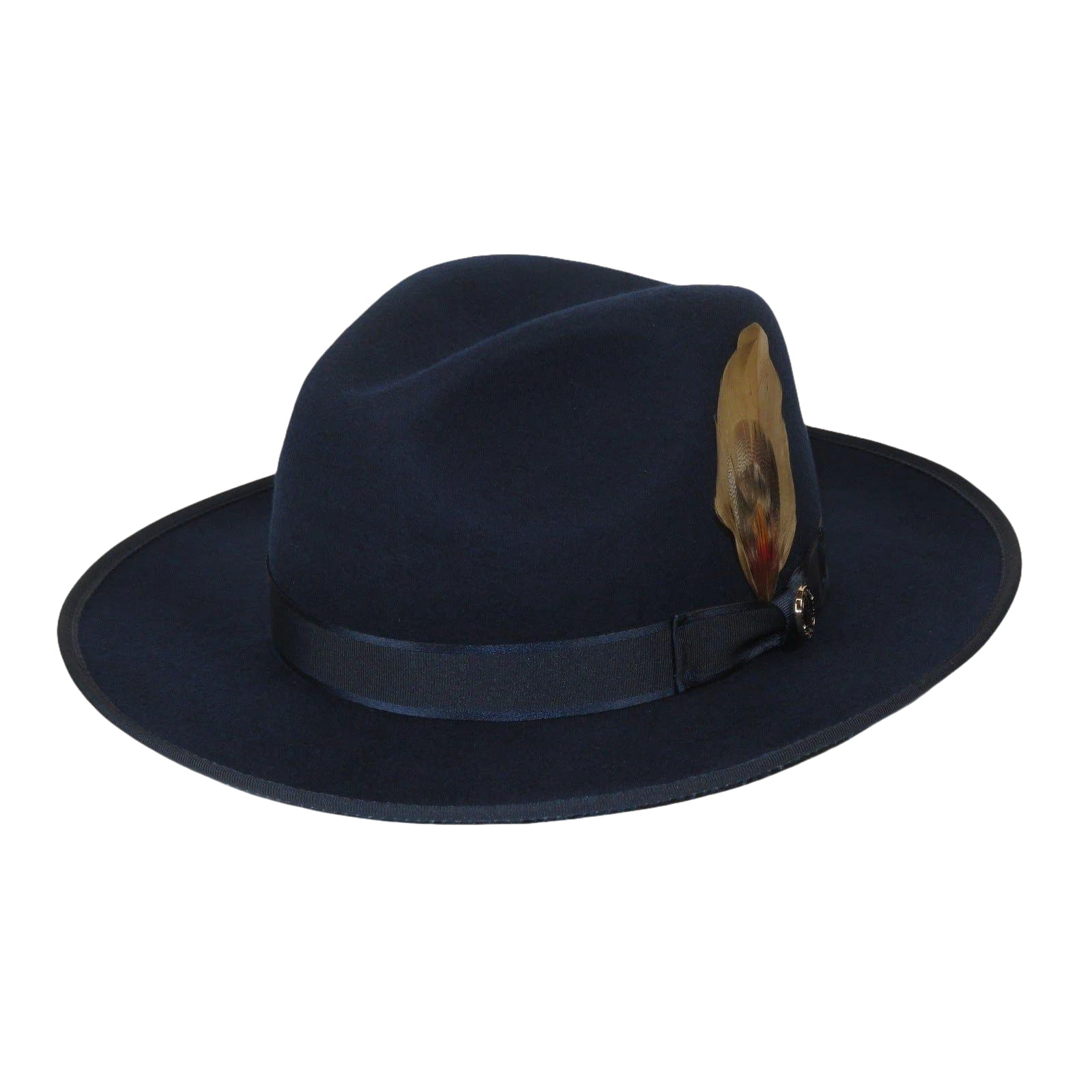 Mens Hat BRUNO CAPELO Australian Wool Wide Brim Fedora Melrose MR371 Navy Blue - J.Valintin Men's Wear Legend - MR371 - Navy - S