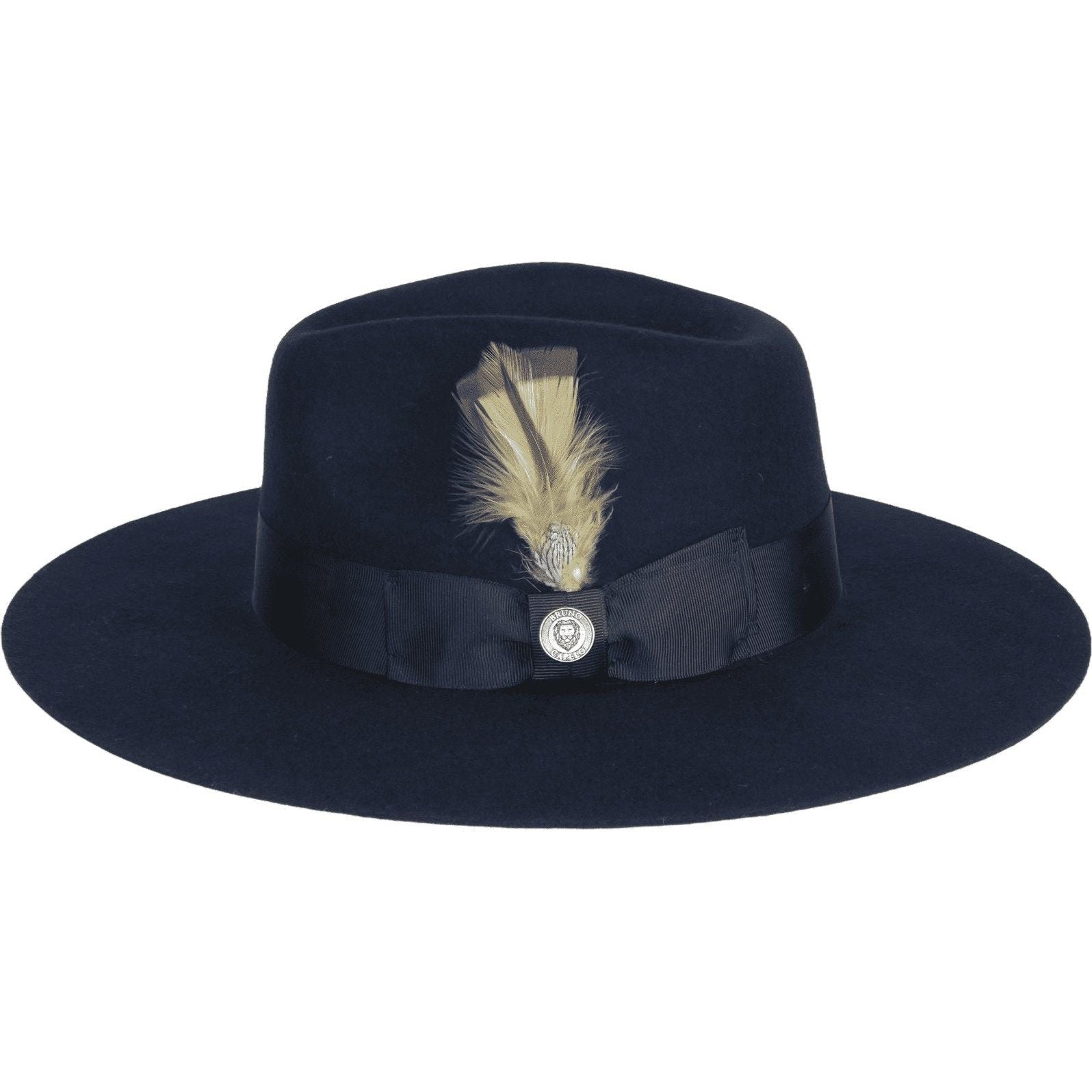 Mens Hat By BRUNO CAPELO Australian Wool Wide Brim Fedora Duke DU722 Navy - J.Valintin Men's Wear Legend - DU722 - Navy - S