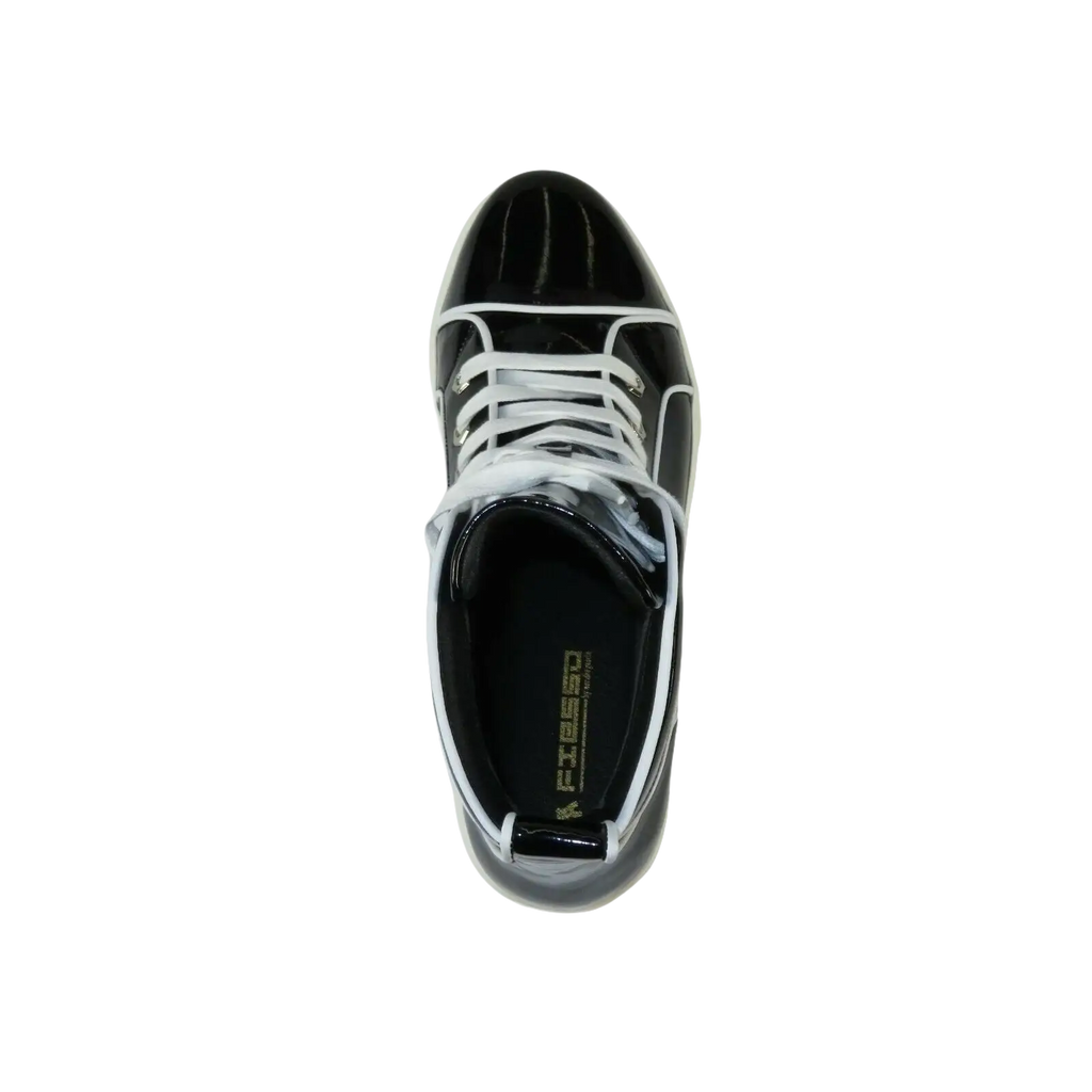 Mens High Top Shoes By FIESSO AURELIO GARCIA, Shiny Patent Leather 2416 Black - J.Valintin Men's Wear Legend - 95078