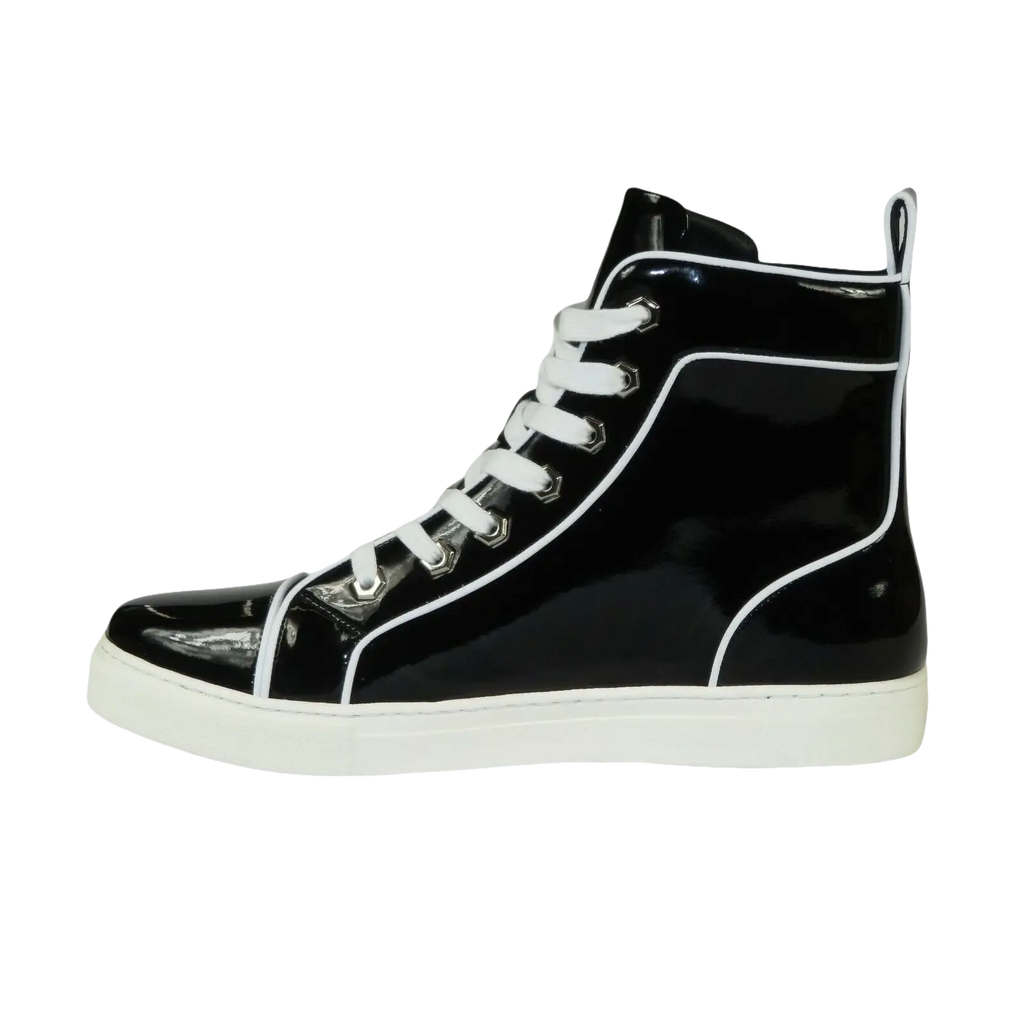 Mens High Top Shoes By FIESSO AURELIO GARCIA, Shiny Patent Leather 2416 Black - J.Valintin Men's Wear Legend - 95078