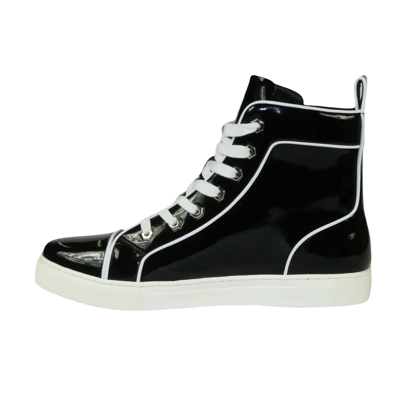 Mens High Top Shoes By FIESSO AURELIO GARCIA, Shiny Patent Leather 2416 Black - J.Valintin Men's Wear Legend - 95078