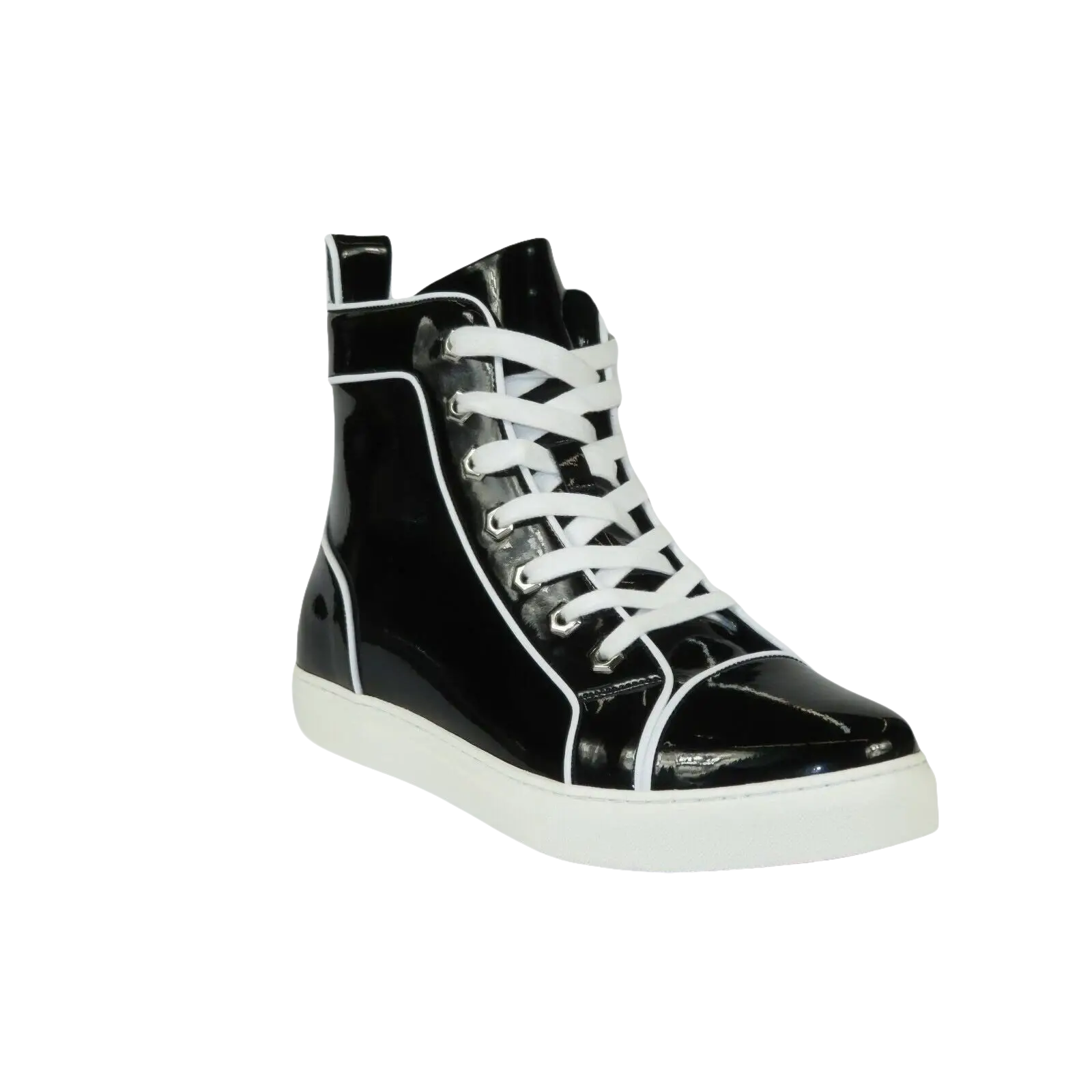 Mens High Top Shoes By FIESSO AURELIO GARCIA, Shiny Patent Leather 2416 Black - J.Valintin Men's Wear Legend - 95078