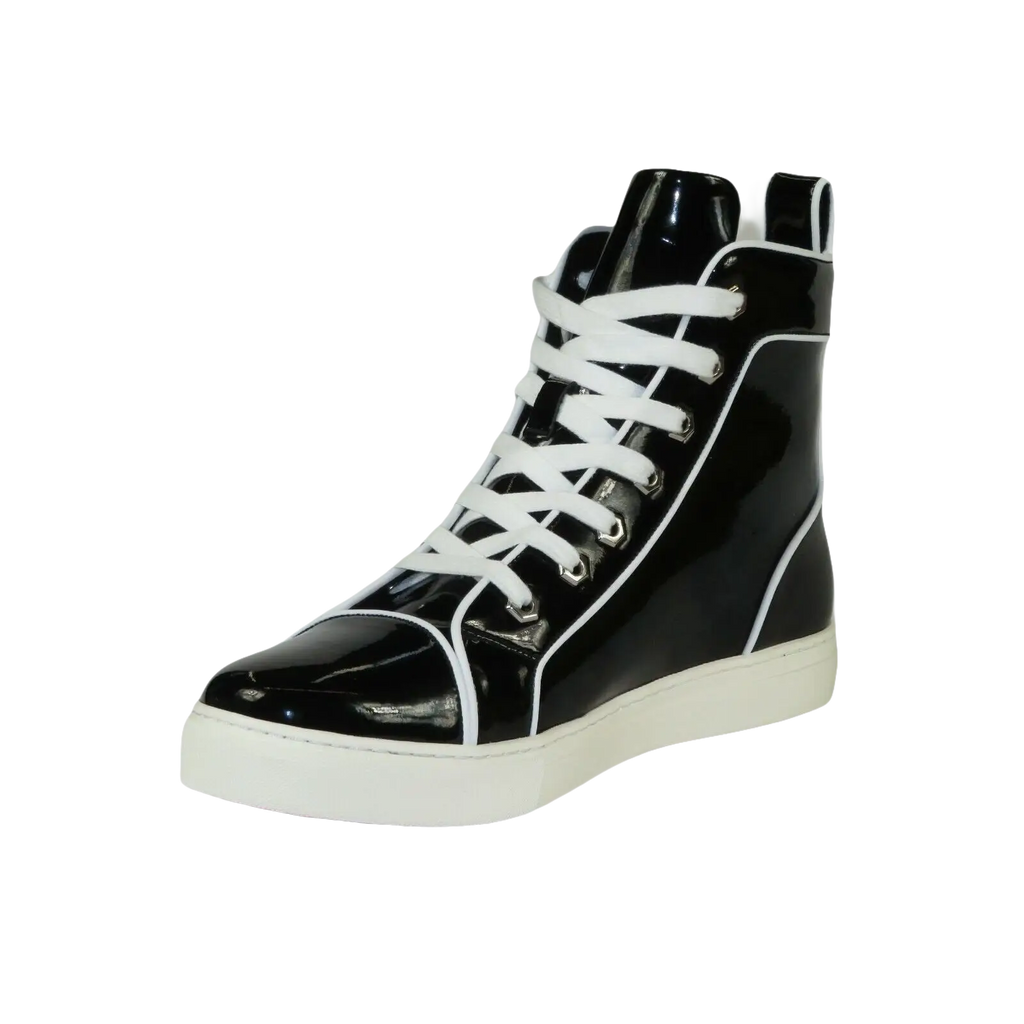 Mens High Top Shoes By FIESSO AURELIO GARCIA, Shiny Patent Leather 2416 Black - J.Valintin Men's Wear Legend - 95078