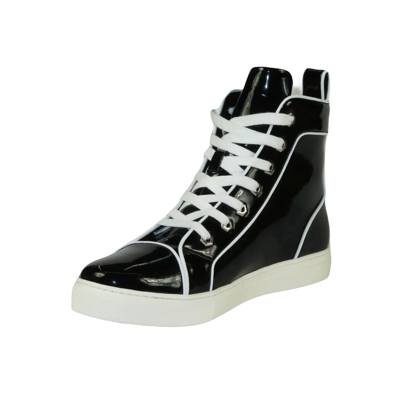 Mens High Top Shoes By FIESSO AURELIO GARCIA, Shiny Patent Leather 2416 Black - J.Valintin Men's Wear Legend - 95078