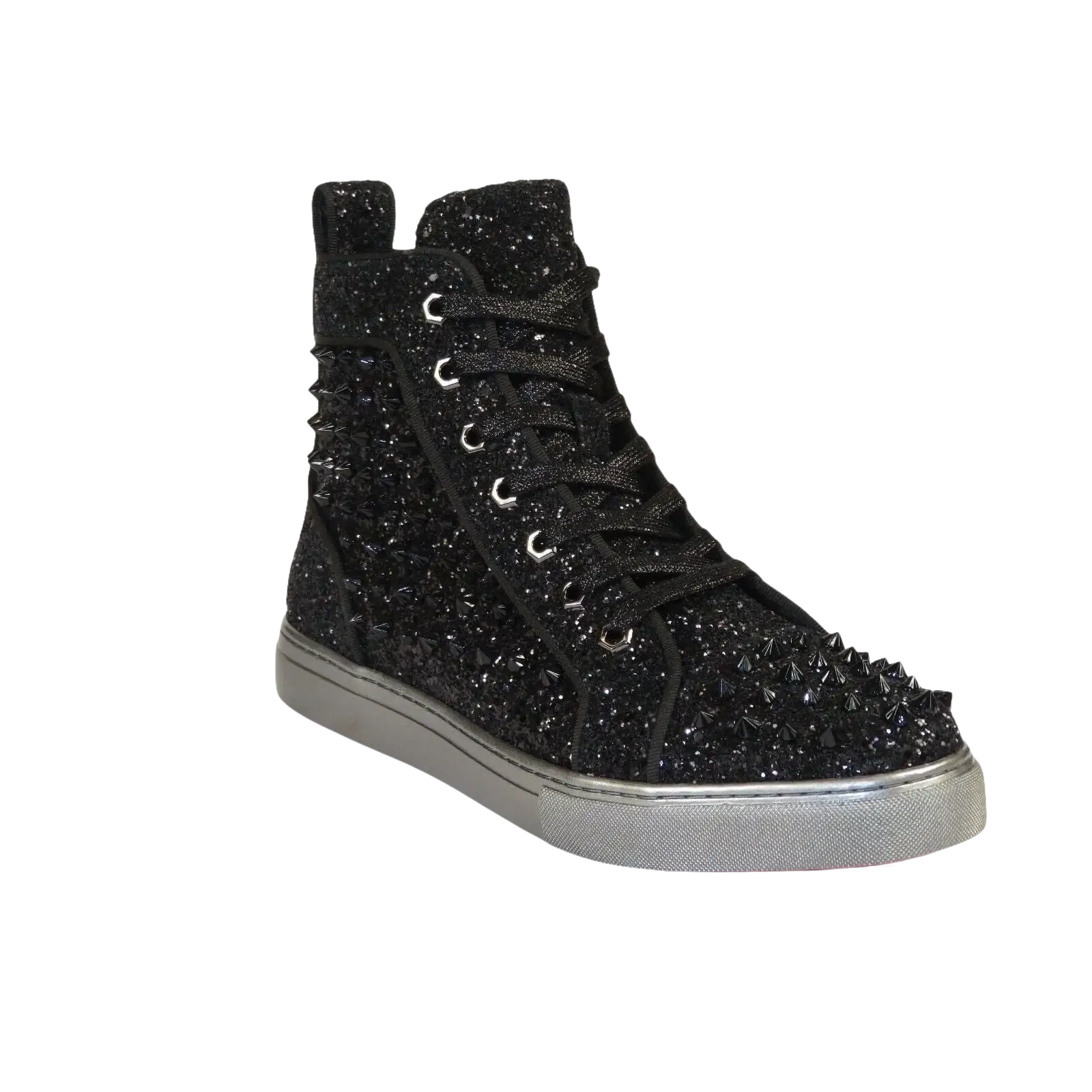 Mens High Top Shoes By FIESSO AURELIO GARCIA ,Spikes Rhine stones 2409 Black - J.Valintin Men's Wear Legend - 95023