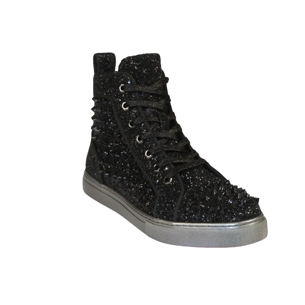 Mens High Top Shoes By FIESSO AURELIO GARCIA ,Spikes Rhine stones 2409 Black - J.Valintin Men's Wear Legend - 95023