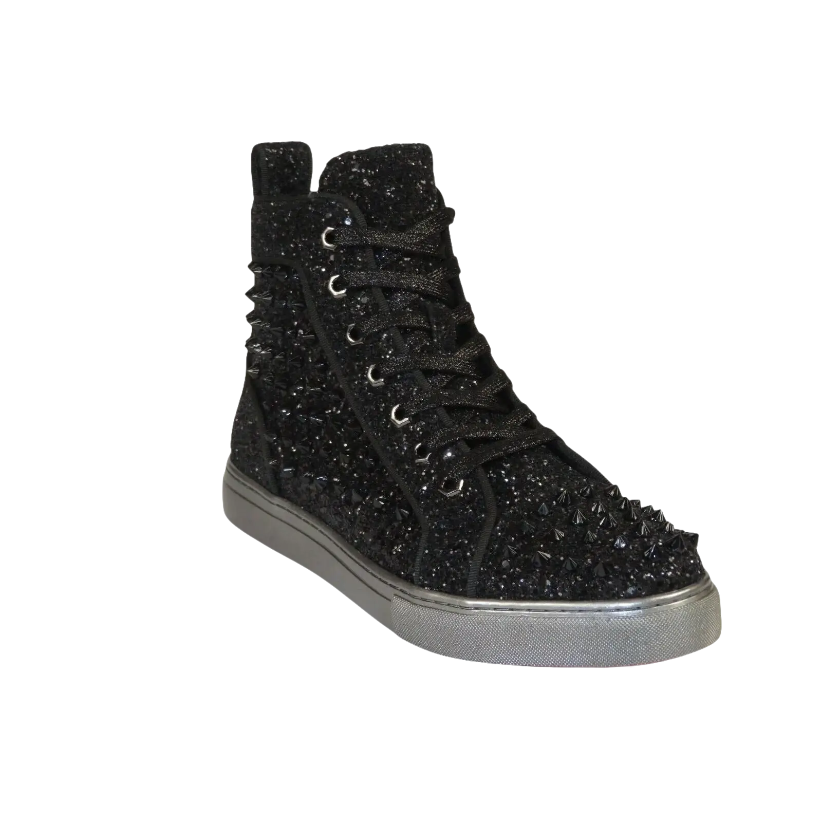 Mens High Top Shoes By FIESSO AURELIO GARCIA ,Spikes Rhine stones 2409 Black - J.Valintin Men's Wear Legend - 95023