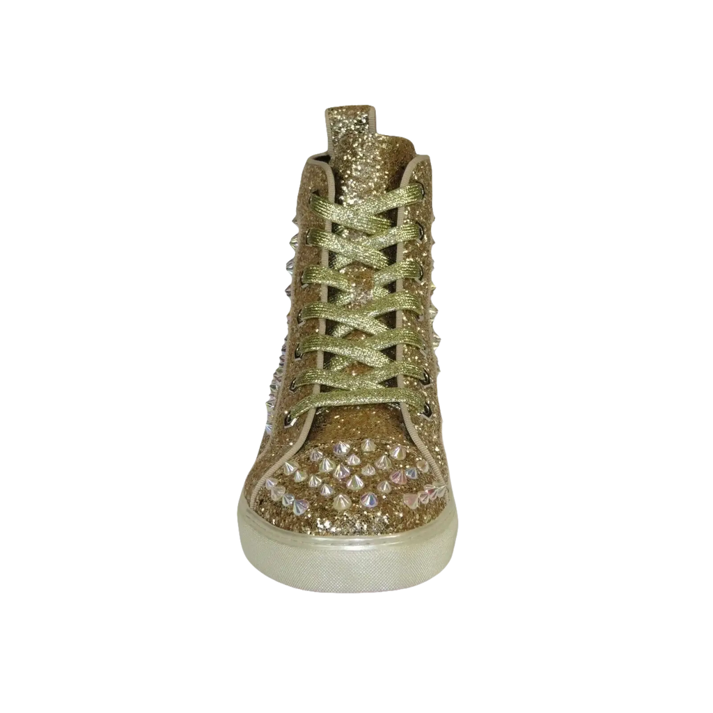 Mens High Top Shoes By FIESSO AURELIO GARCIA ,Spikes Rhine stones 2409 Gold - J.Valintin Men's Wear Legend - 95029