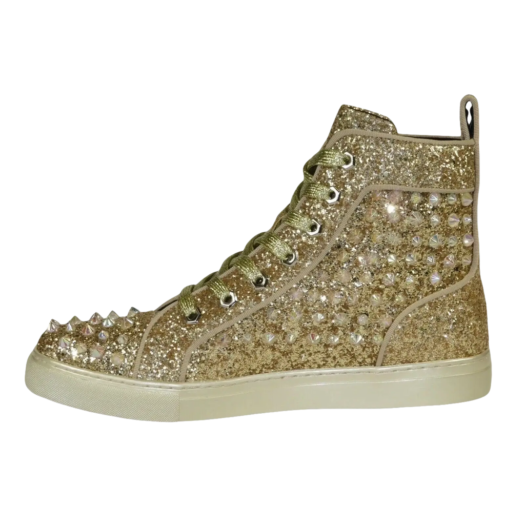 Mens High Top Shoes By FIESSO AURELIO GARCIA ,Spikes Rhine stones 2409 Gold - J.Valintin Men's Wear Legend - 95029