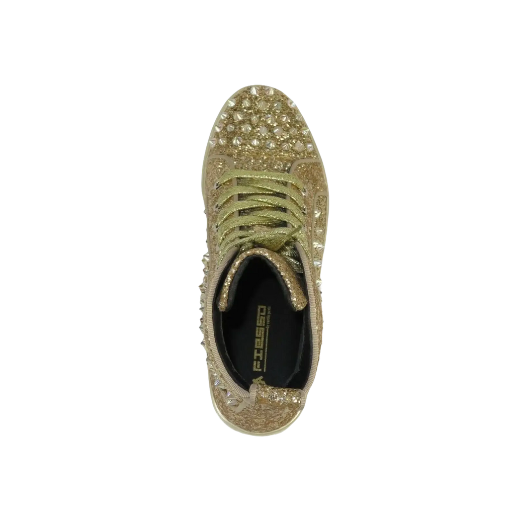 Mens High Top Shoes By FIESSO AURELIO GARCIA ,Spikes Rhine stones 2409 Gold - J.Valintin Men's Wear Legend - 95029