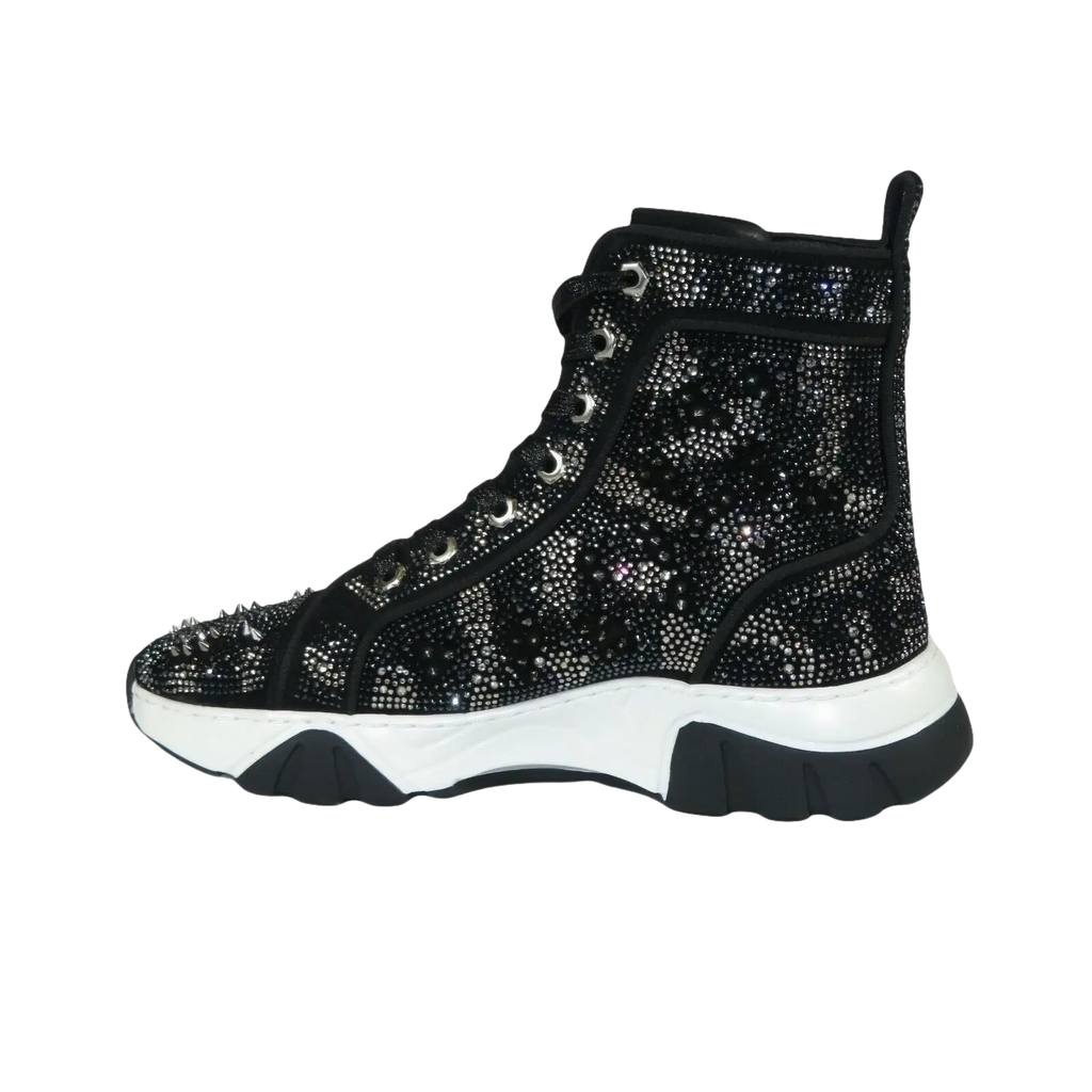 Mens High Top Shoes By FIESSO AURELIO GARCIA,Spikes Rhine stones 2412 Black - J.Valintin Men's Wear Legend - 95047