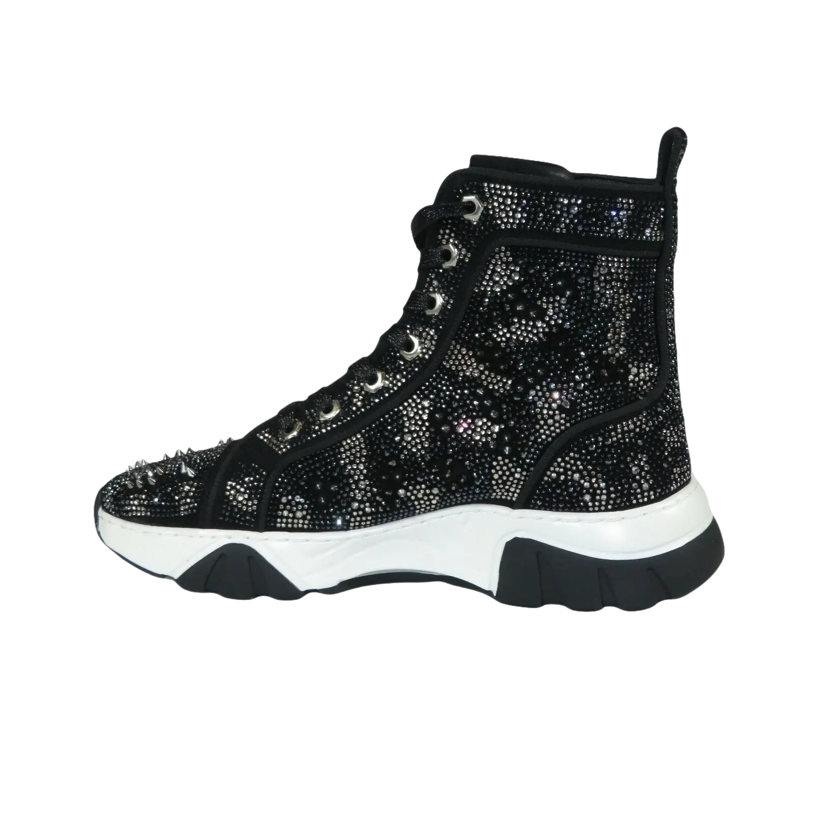 Mens High Top Shoes By FIESSO AURELIO GARCIA,Spikes Rhine stones 2412 Black - J.Valintin Men's Wear Legend - 95047