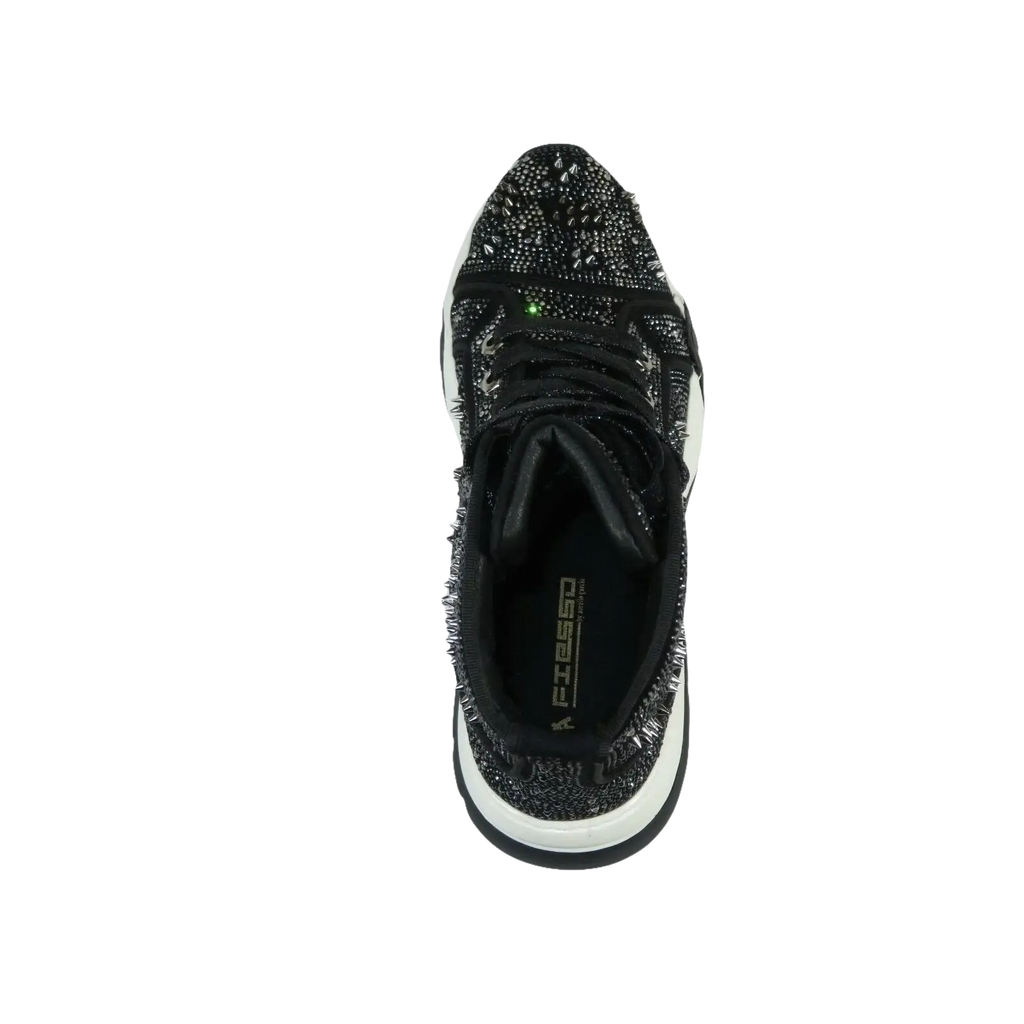 Mens High Top Shoes By FIESSO AURELIO GARCIA,Spikes Rhine stones 2412 Black - J.Valintin Men's Wear Legend - 95047