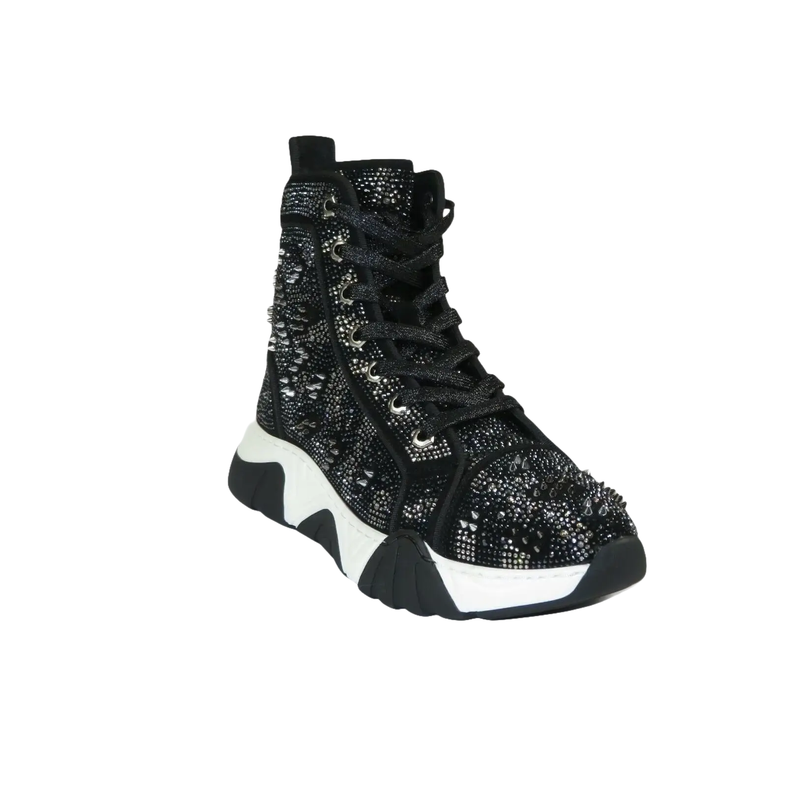 Mens High Top Shoes By FIESSO AURELIO GARCIA,Spikes Rhine stones 2412 Black - J.Valintin Men's Wear Legend - 95047