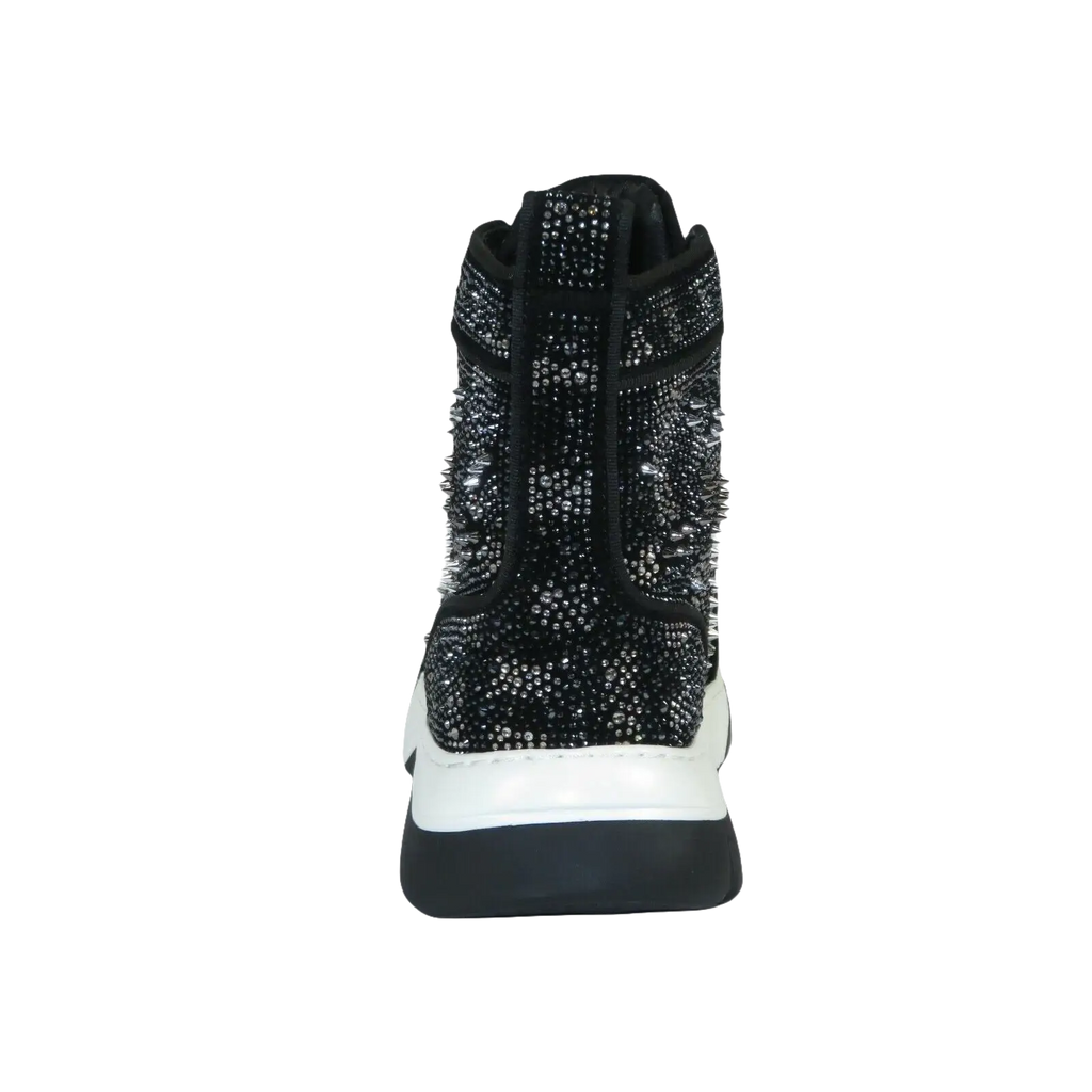 Mens High Top Shoes By FIESSO AURELIO GARCIA,Spikes Rhine stones 2412 Black - J.Valintin Men's Wear Legend - 95047