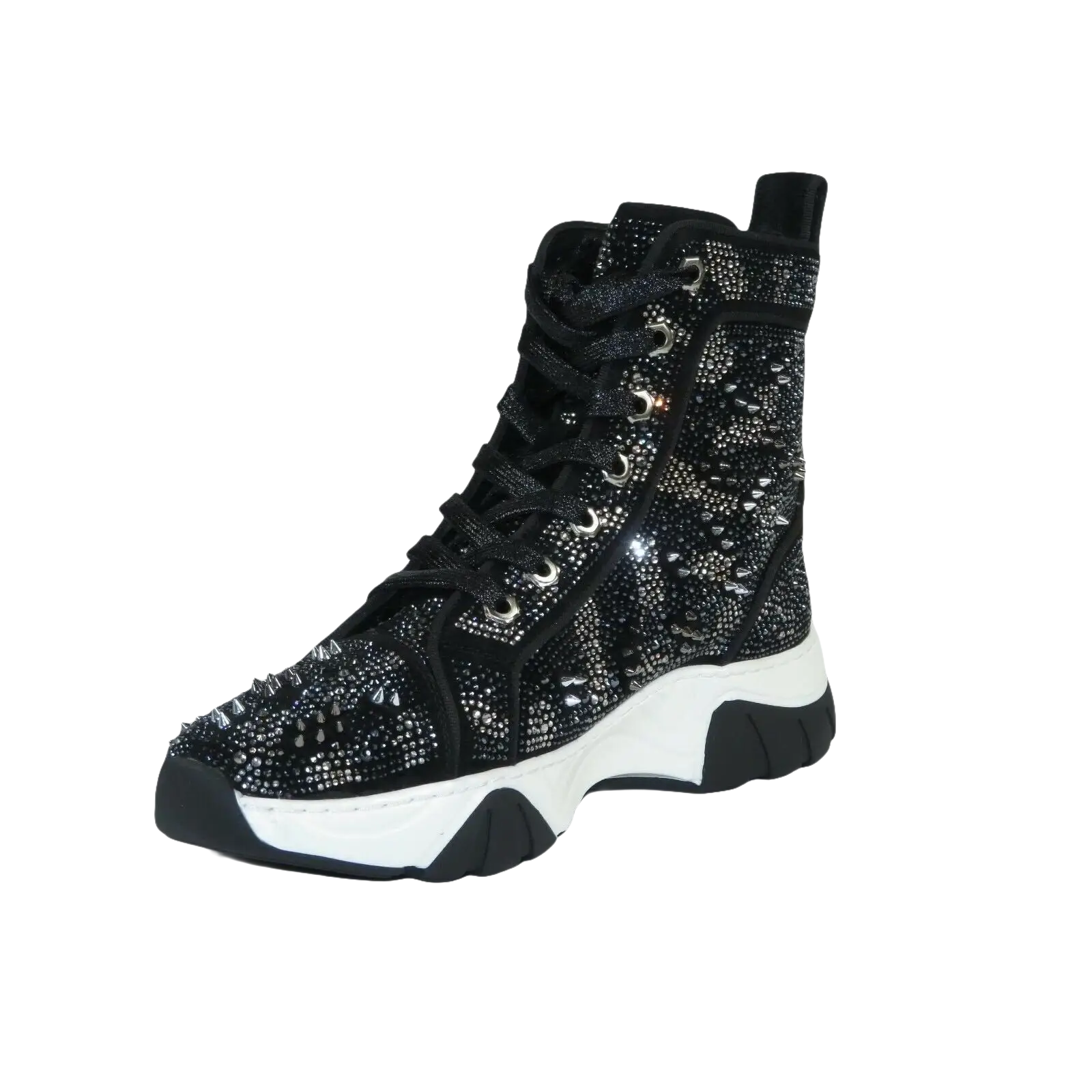 Mens High Top Shoes By FIESSO AURELIO GARCIA,Spikes Rhine stones 2412 Black - J.Valintin Men's Wear Legend - 95047