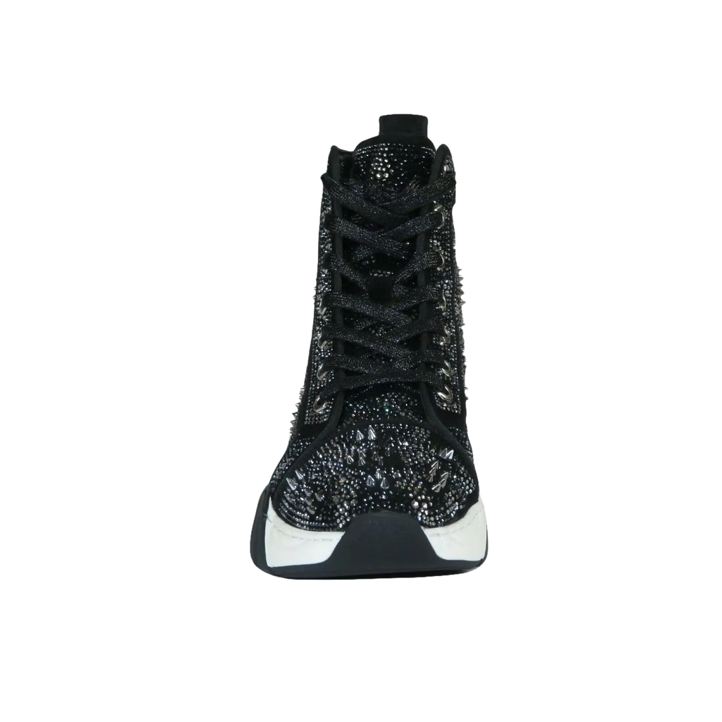 Mens High Top Shoes By FIESSO AURELIO GARCIA,Spikes Rhine stones 2412 Black - J.Valintin Men's Wear Legend - 95047